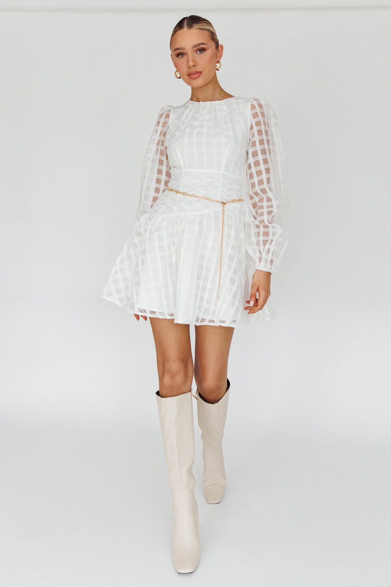 Tatiana Long Sleeve Plaid Mini Dress by Selfie Leslie Australia