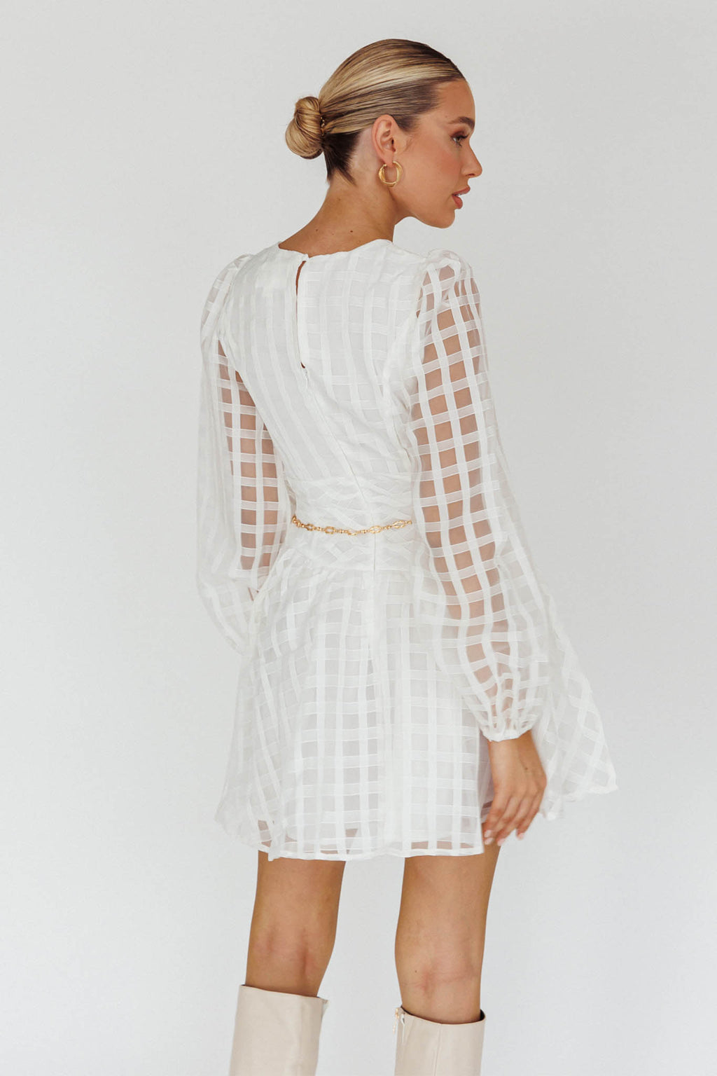 Tatiana Long Sleeve Plaid Mini Dress by Selfie Leslie Australia