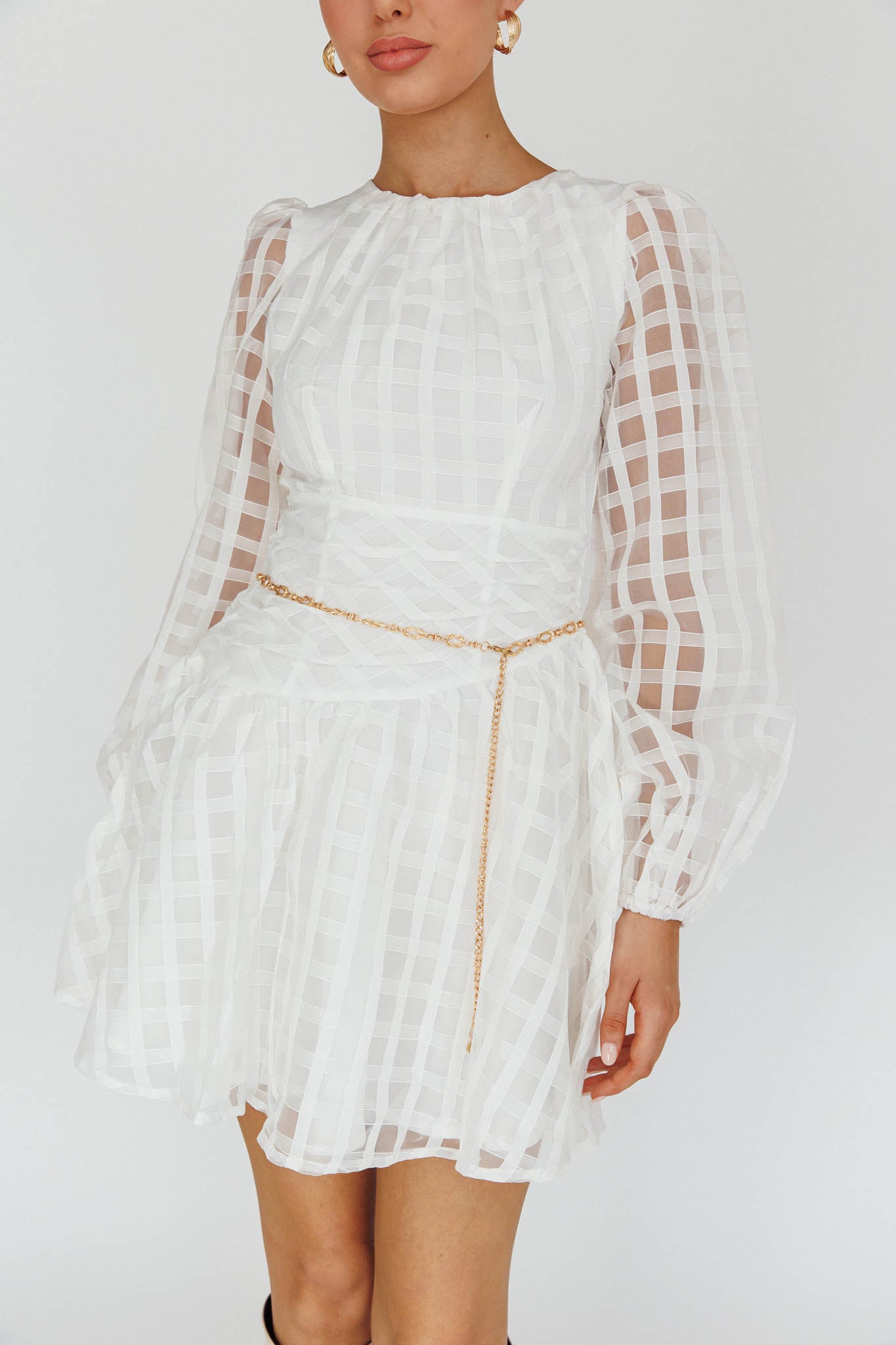 Tatiana Long Sleeve Plaid Mini Dress by Selfie Leslie Australia