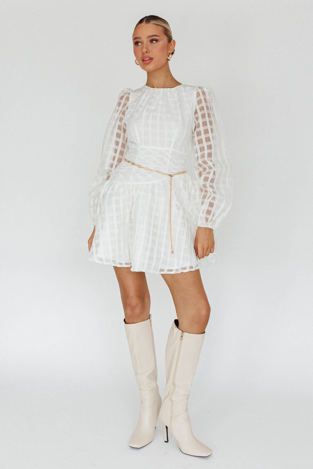 Tatiana Long Sleeve Plaid Mini Dress by Selfie Leslie Australia