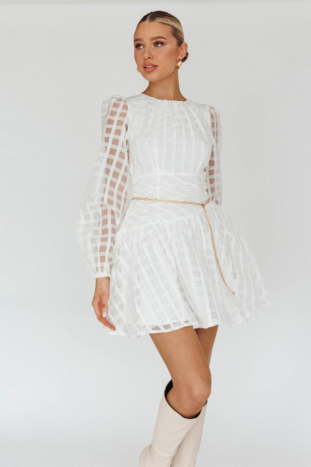 Tatiana Long Sleeve Plaid Mini Dress by Selfie Leslie Australia