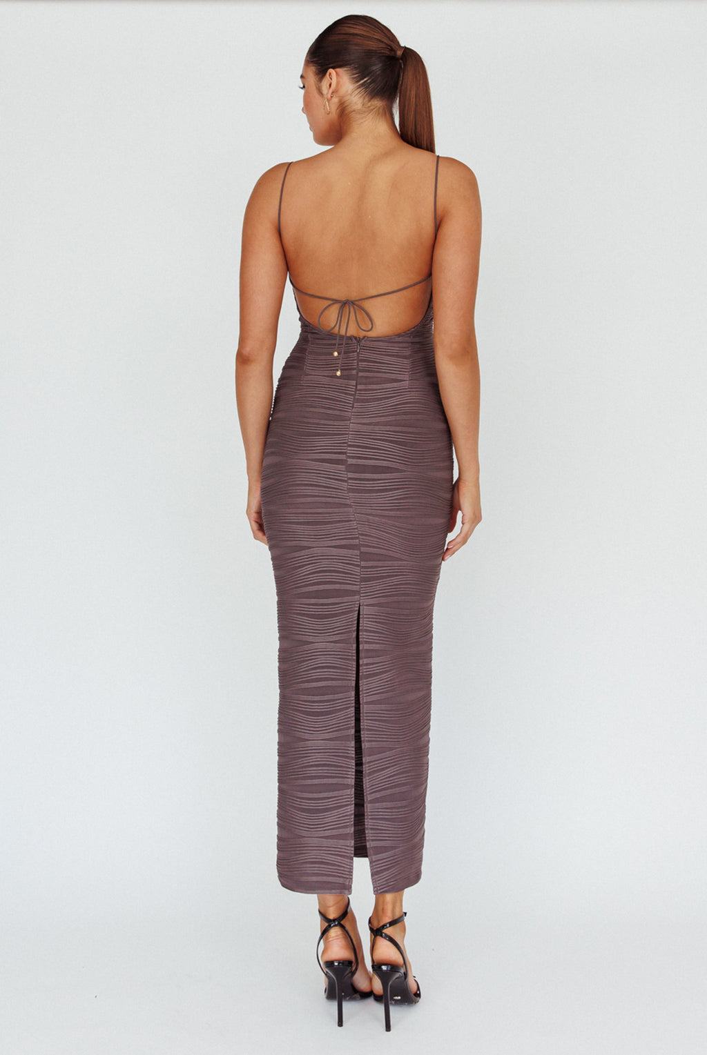 Orion Keyhole Bodice Midi Dress Grey by Selfie Leslie Australia