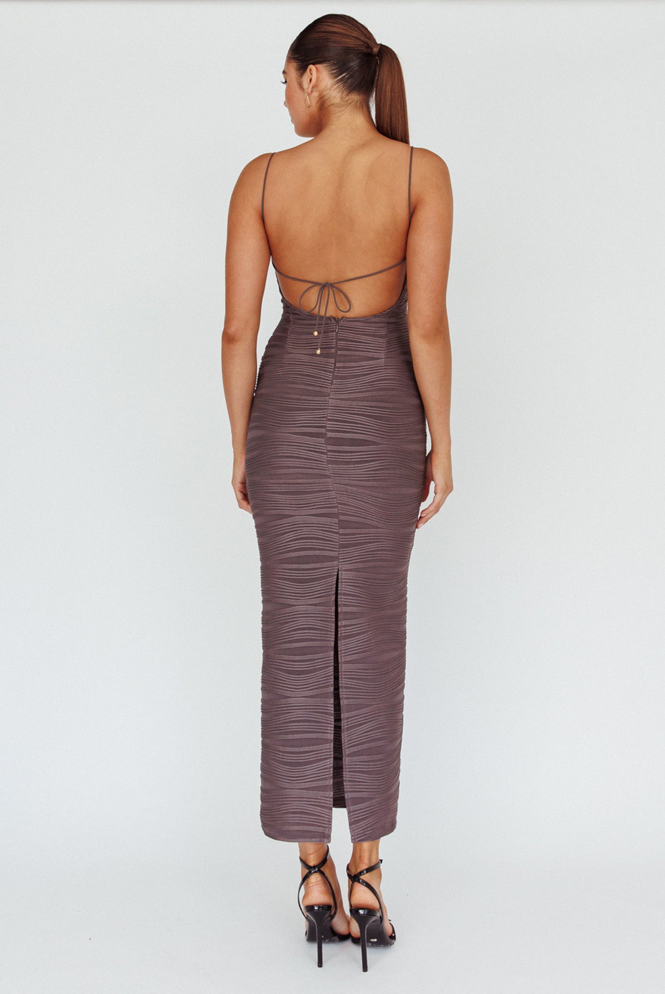 Orion Keyhole Bodice Midi Dress Grey by Selfie Leslie Australia