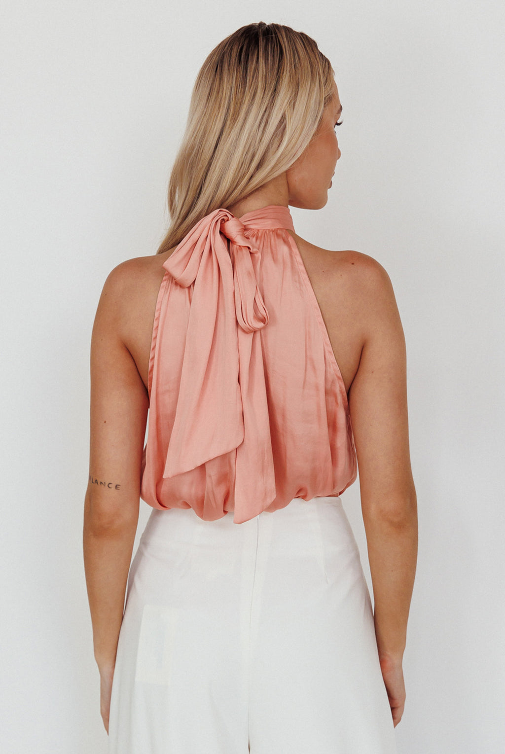 Calisto Sleeveless Tied Neck Top Rose by Selfie Leslie Australia