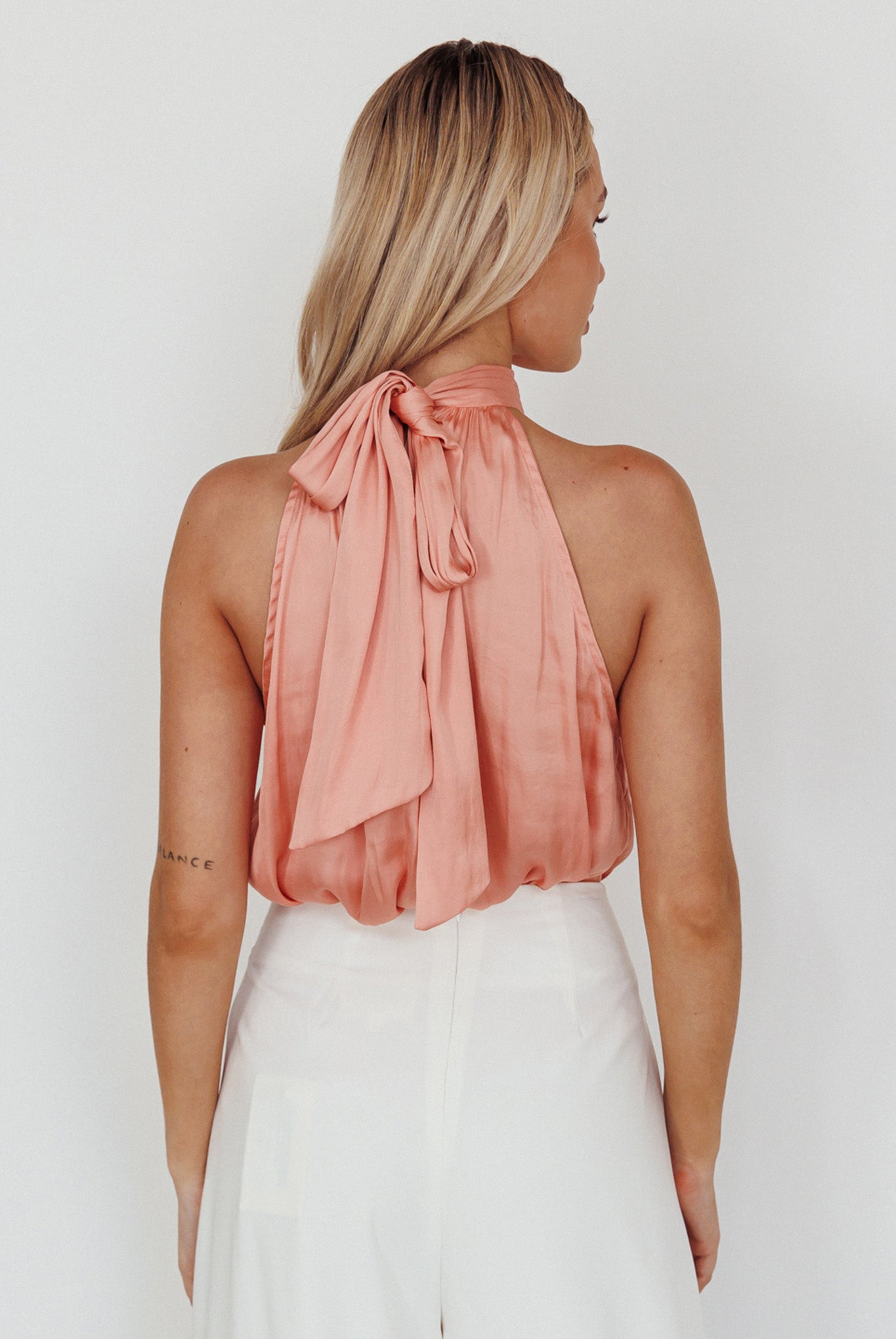 Calisto Sleeveless Tied Neck Top Rose by Selfie Leslie Australia