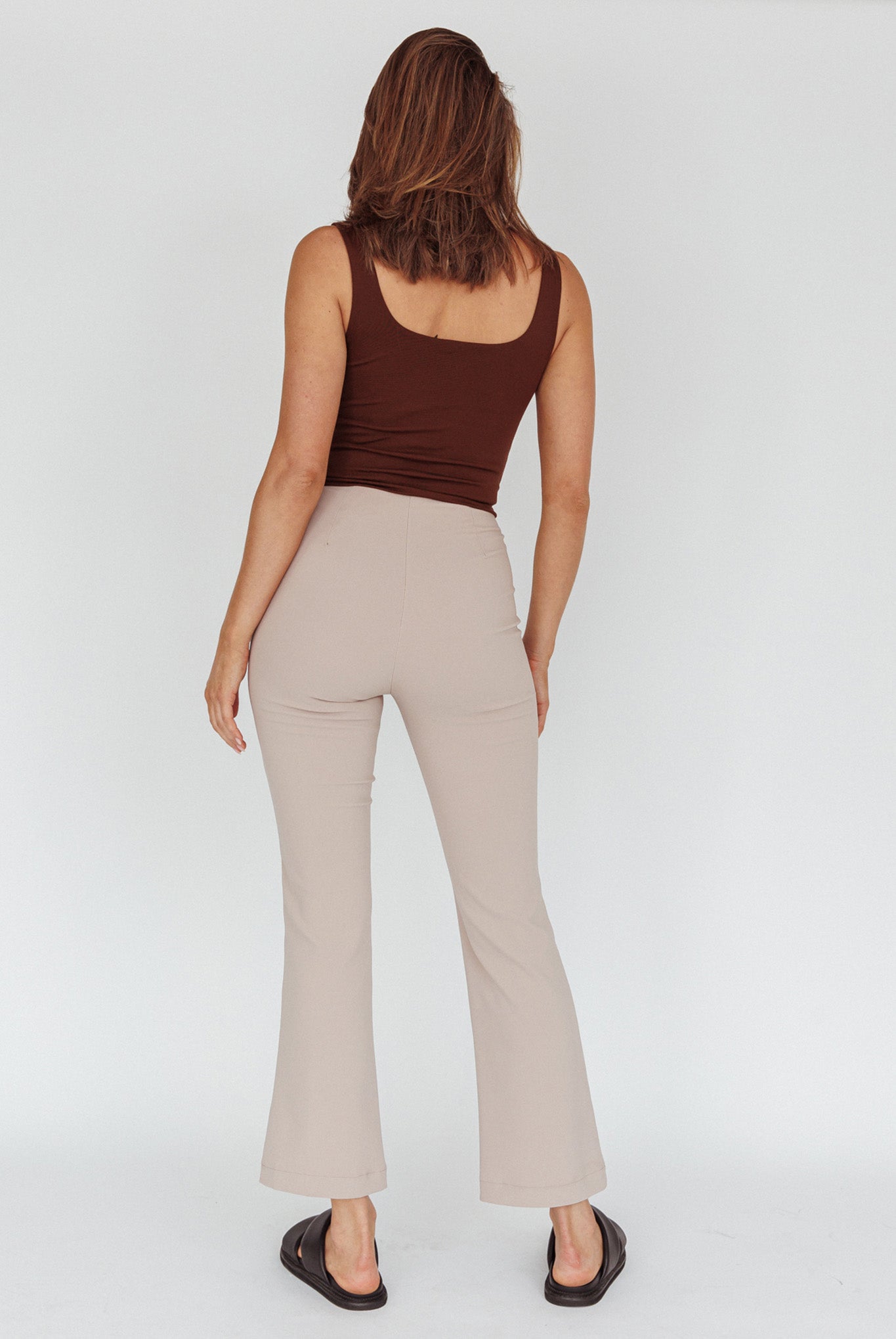 Sabria Mid-Rise Flare Pants Beige by Selfie Leslie Australia