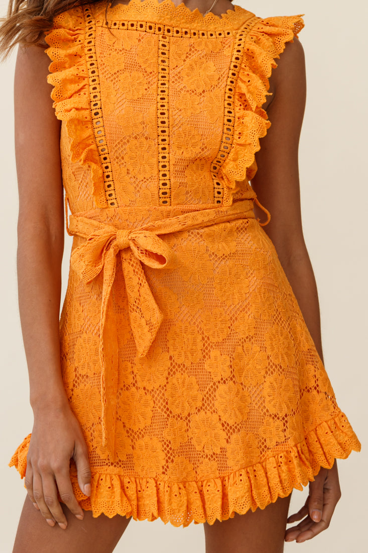 Prairie Crochet Frill Dress Sunset by Selfie Leslie