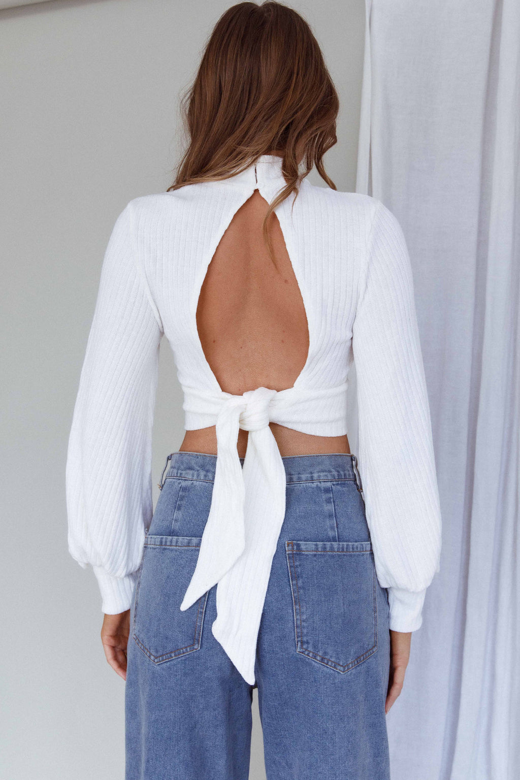 Prove It Keyhole Front Backless Knit Crop Top White by Selfie Leslie Australia
