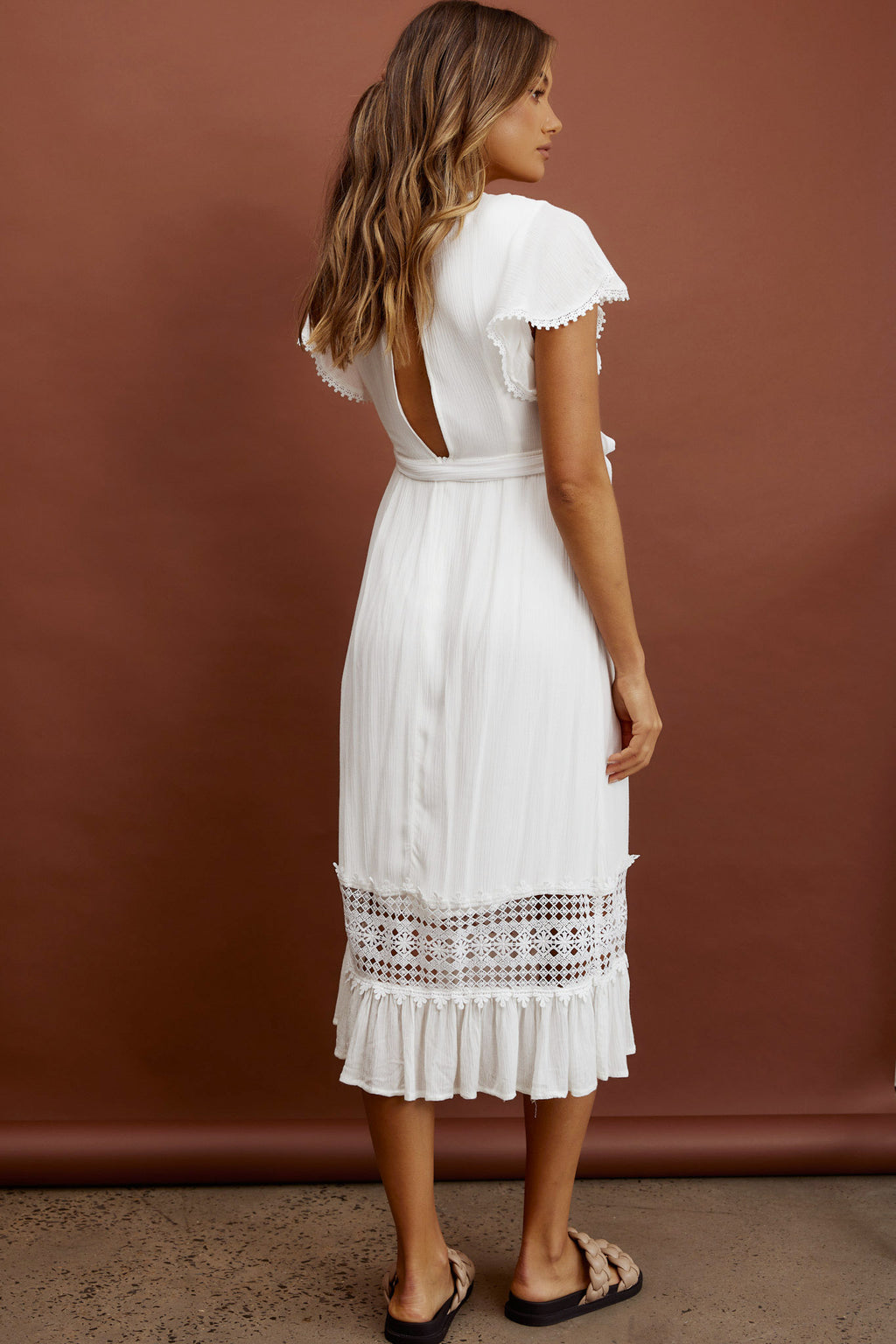 Zephyr Waist Tie Midi Dress White by Selfie Leslie Australia