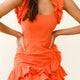Annie Ruffle Shoulder Strap Layered Hem Mini Dress Orange