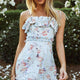 Frill Seeker Eyelet Embroidery Tied Back Dress Floral Print Blue Multi