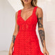 Talk About Me Thick Strap Circle Trim Lace Dress Red