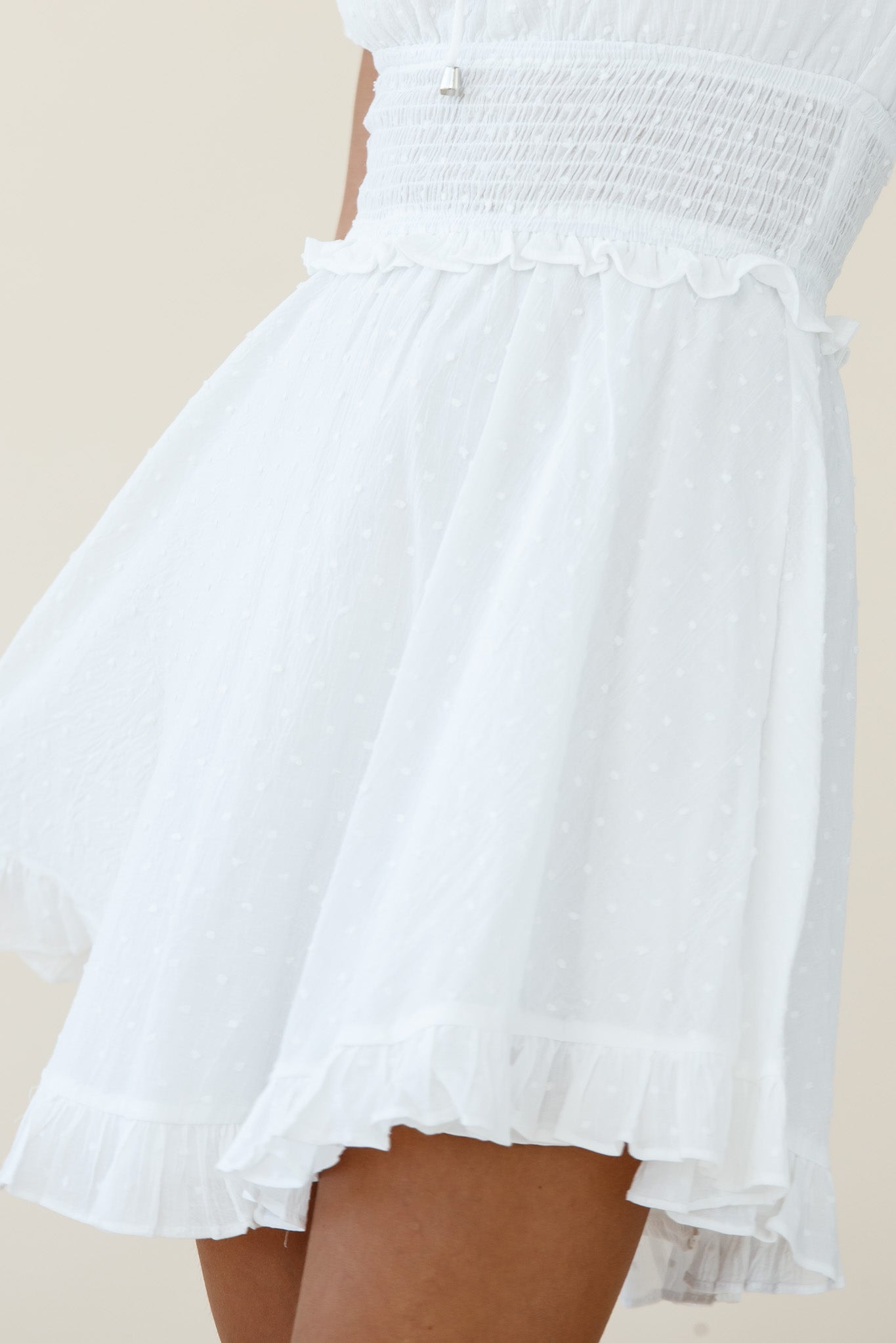 Summer In Paris Puff Sleeve Open Back Dress White by Selfie Leslie