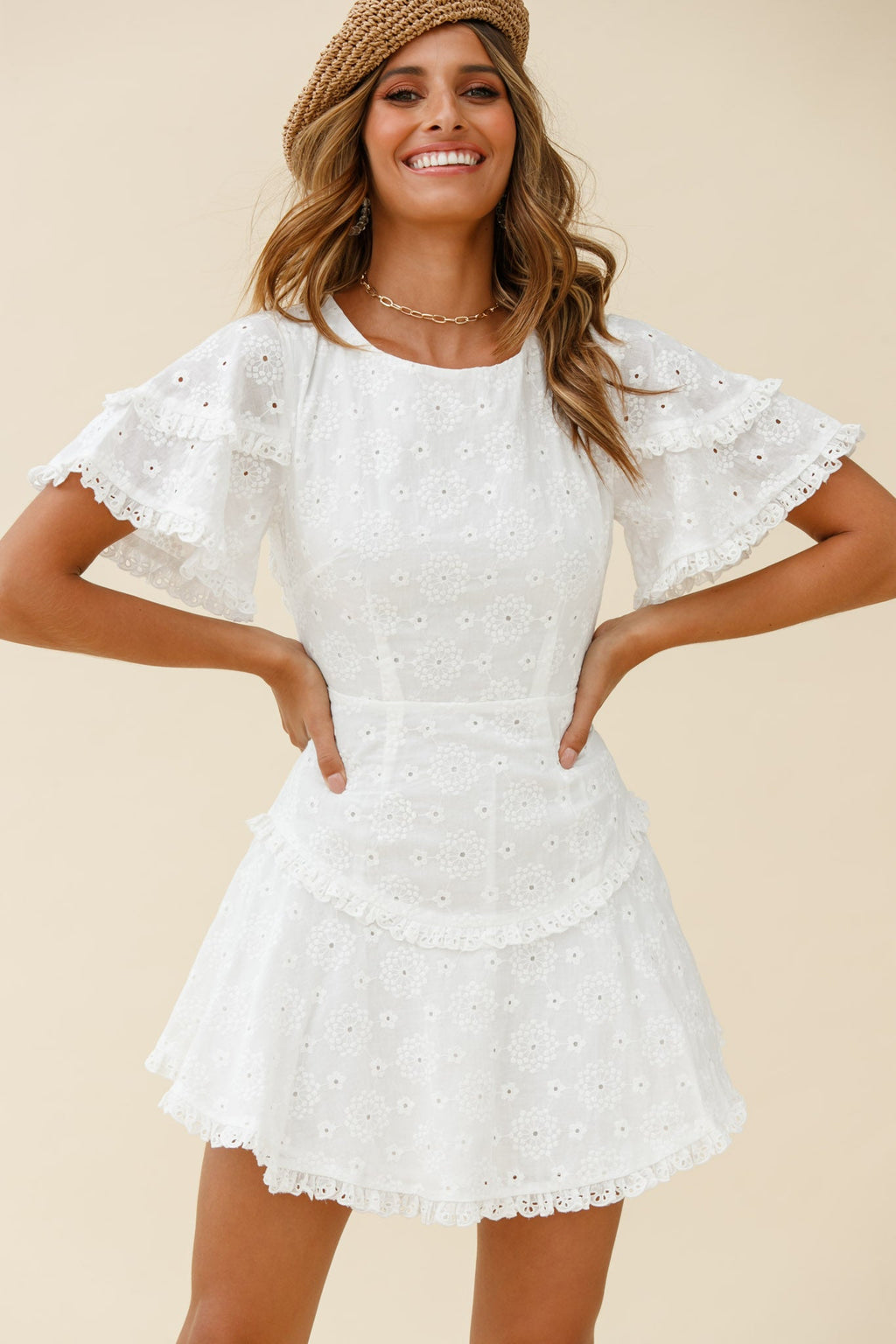 Call Me Later Keyhole Back A-Line Dress White by Selfie Leslie