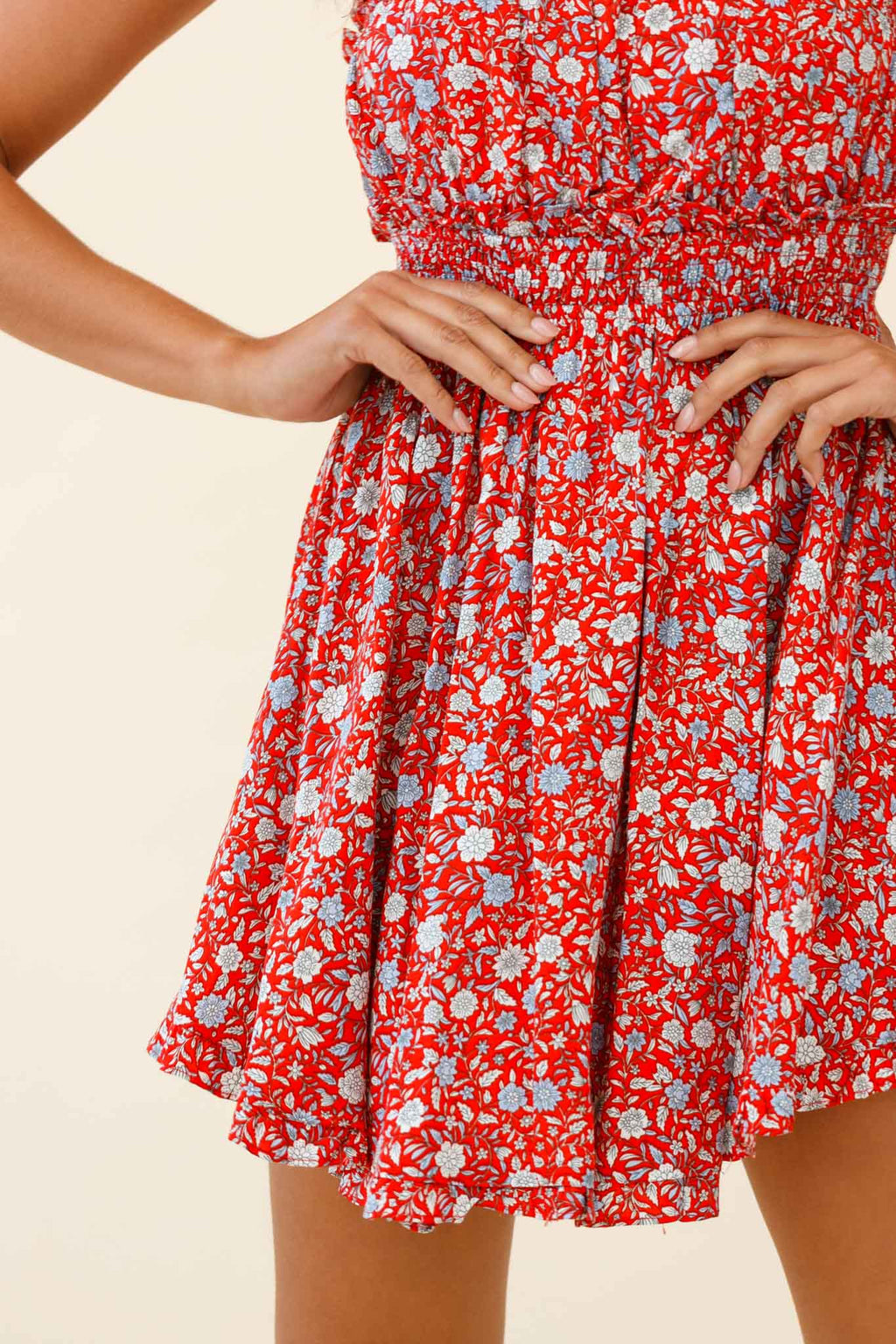 Take Me Away Strapless Summer Dress Floral Print Red by Selfie Leslie