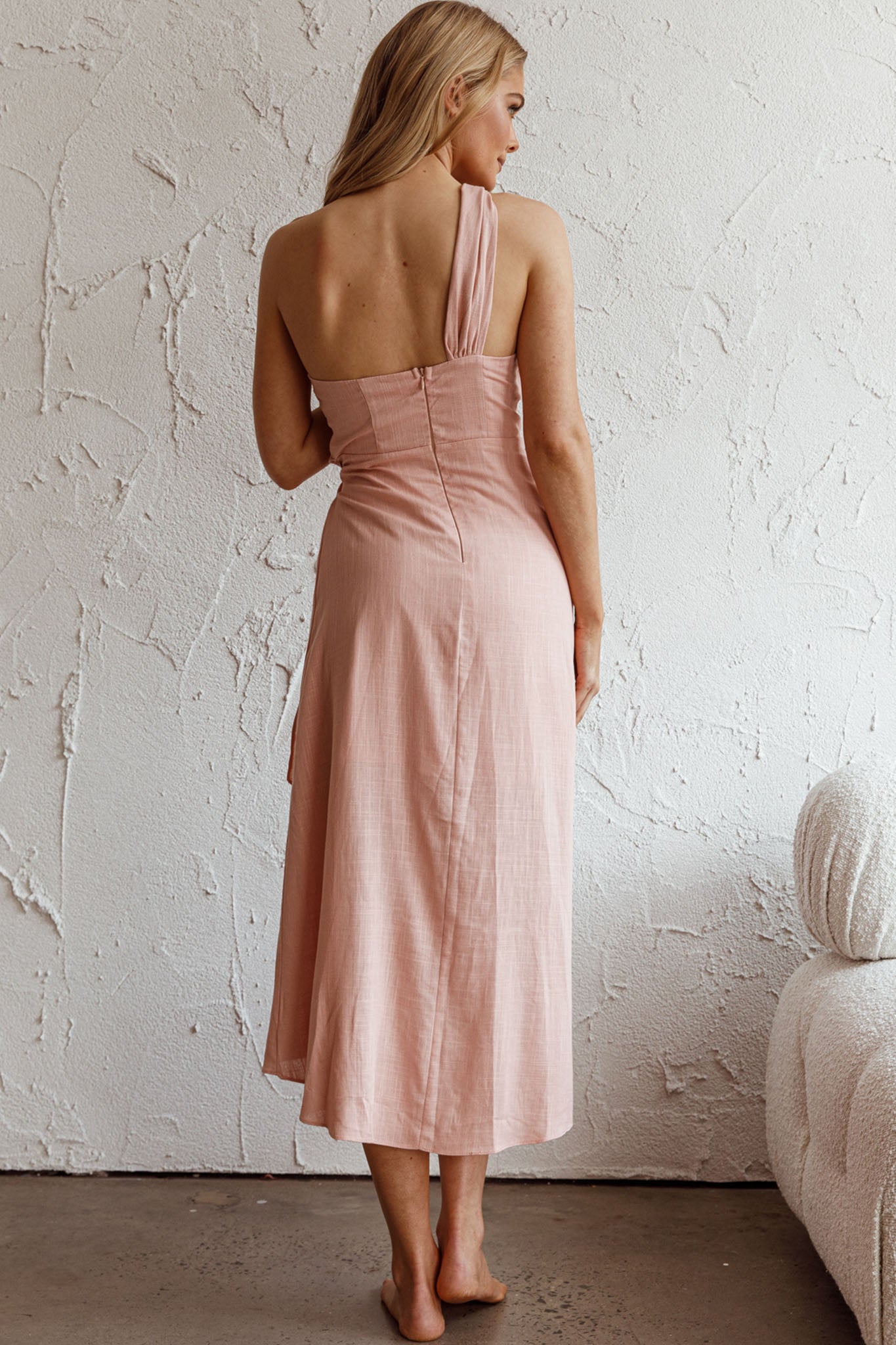 Island Time One-Shoulder Midi Dress Apricot by Selfie Leslie Australia