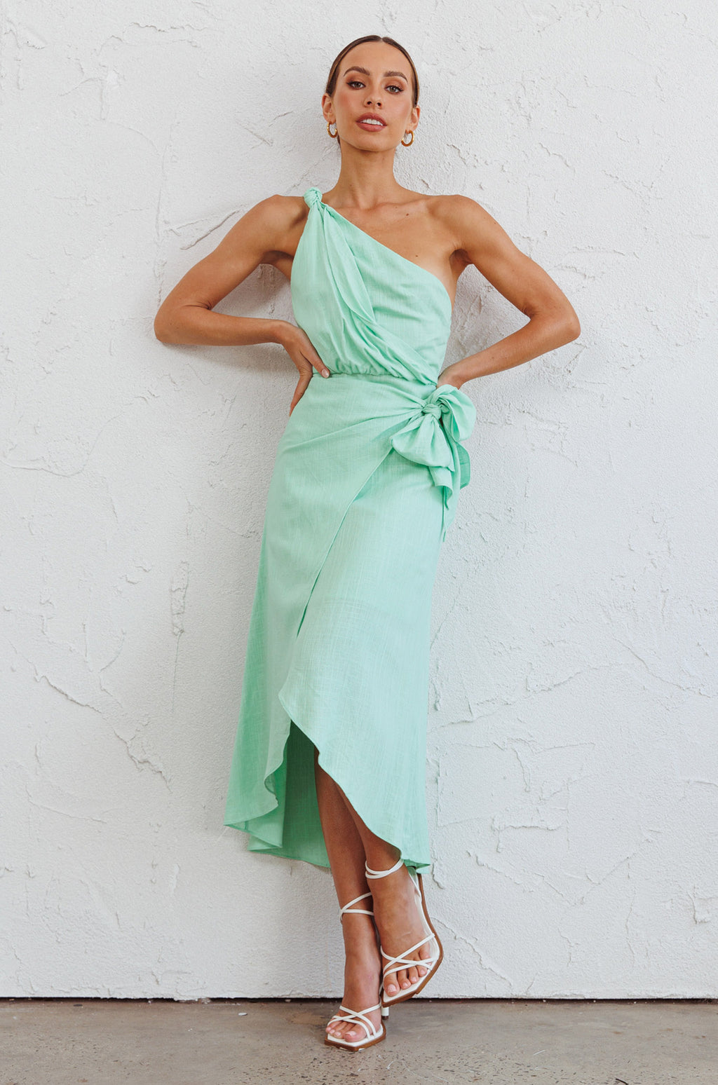 Island Time One-Shoulder Midi Dress Mint by Selfie Leslie Australia