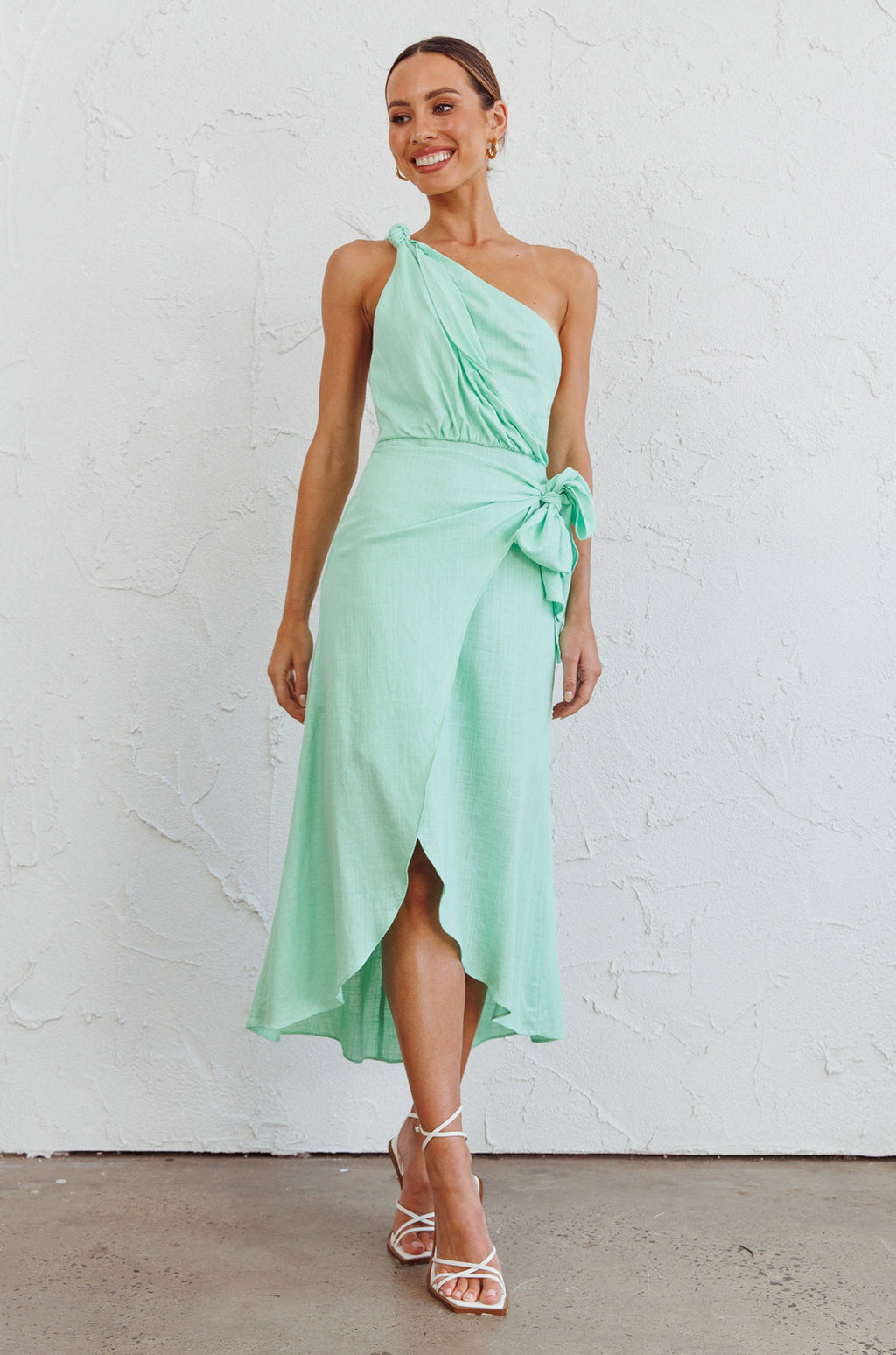 Island Time One-Shoulder Midi Dress Mint by Selfie Leslie Australia