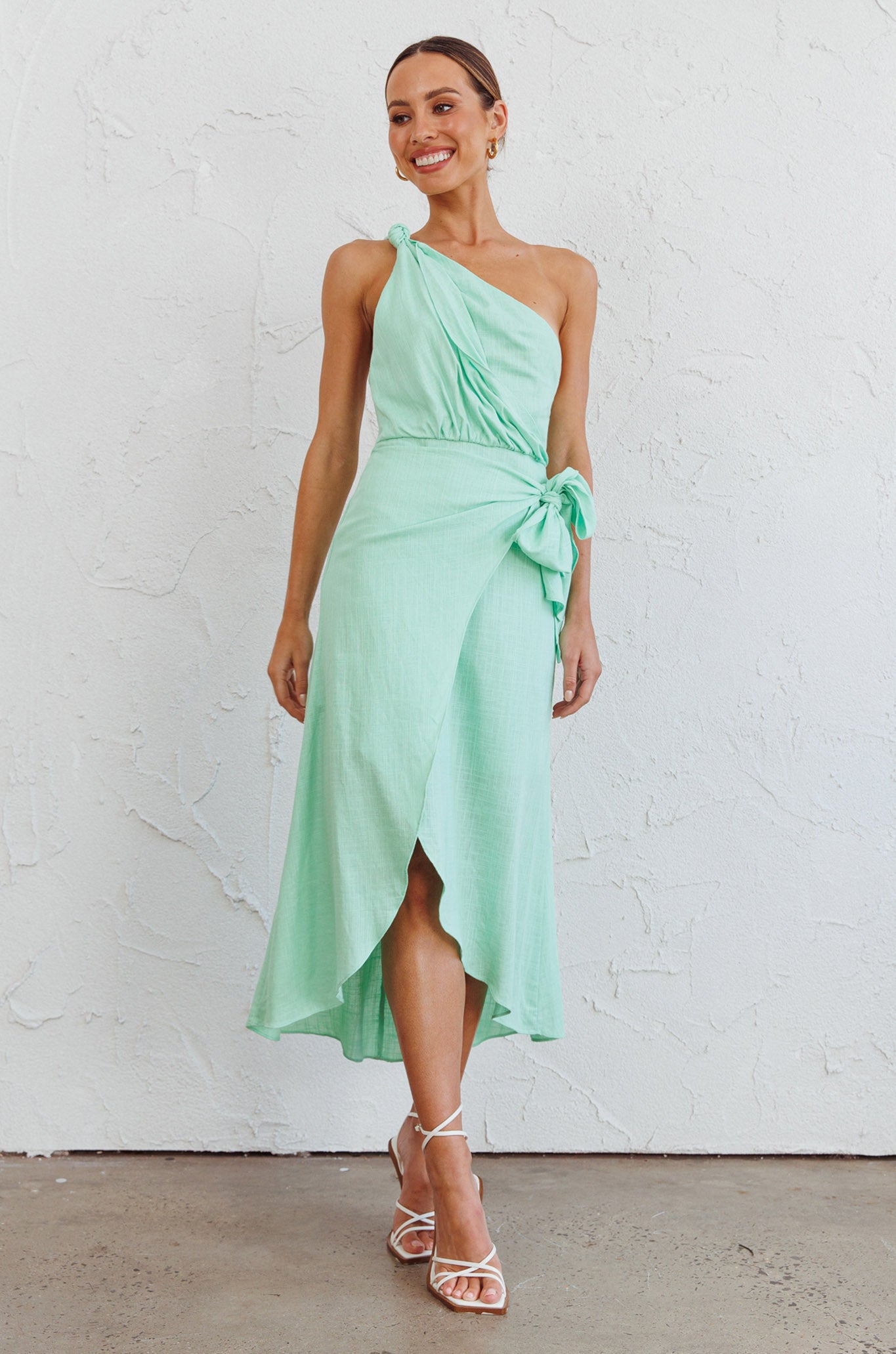 Island Time One-Shoulder Midi Dress Mint by Selfie Leslie Australia
