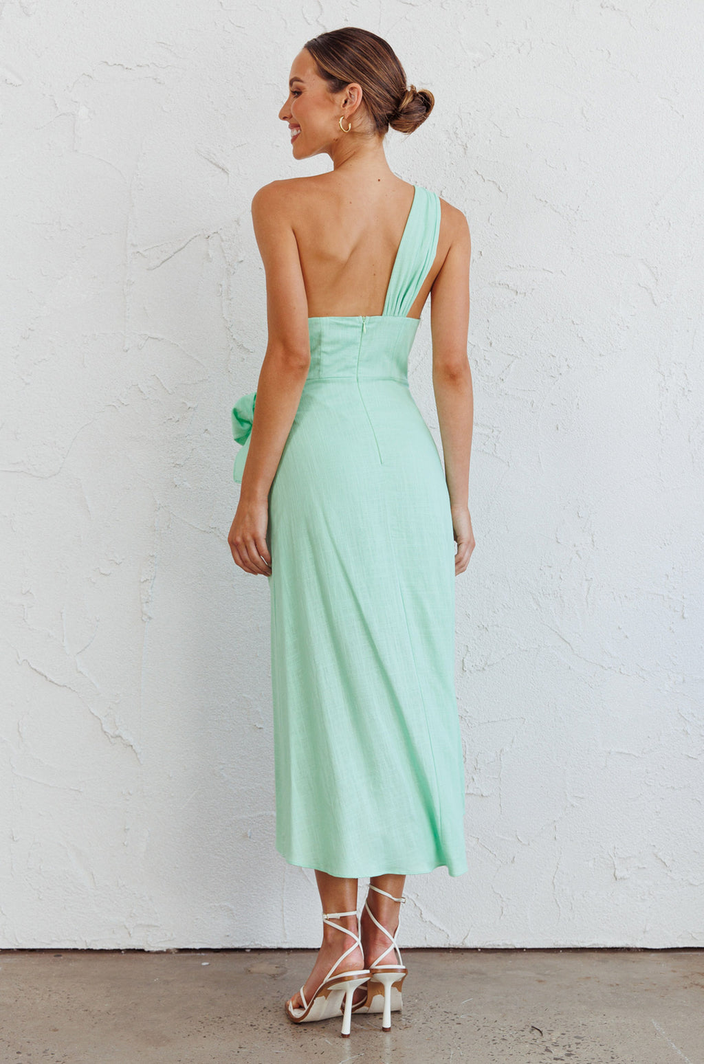 Island Time One-Shoulder Midi Dress Mint by Selfie Leslie Australia