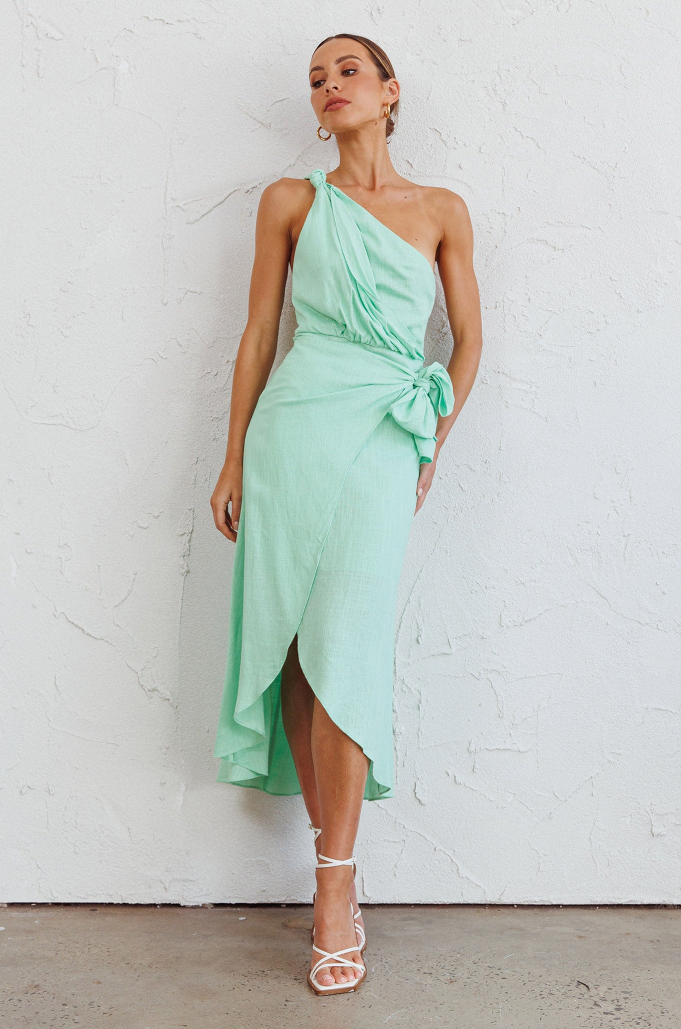 Island Time One-Shoulder Midi Dress Mint by Selfie Leslie Australia