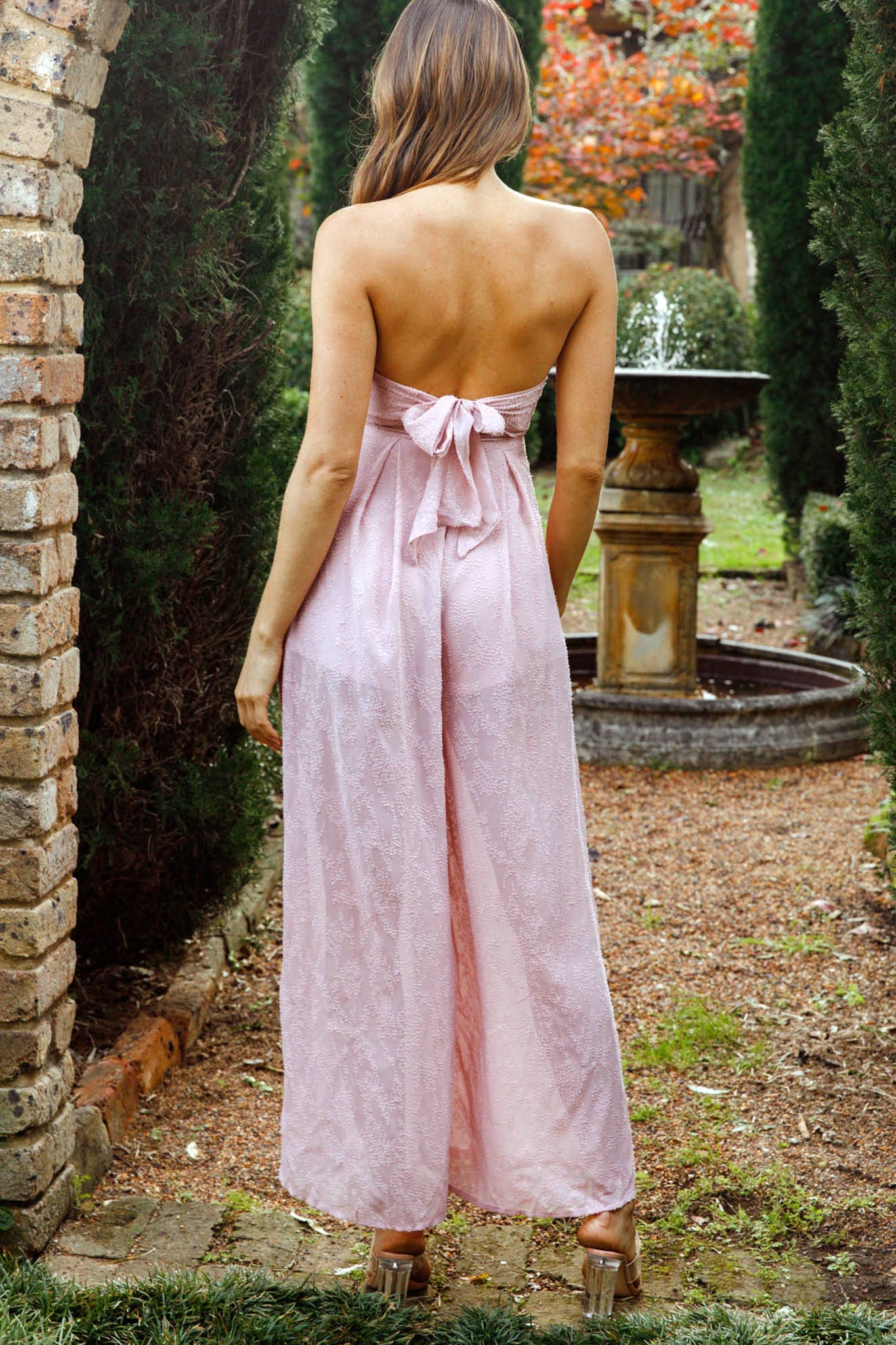 La Galerie Pintuck Pleat Bandeau Jumpsuit Blush by Selfie Leslie