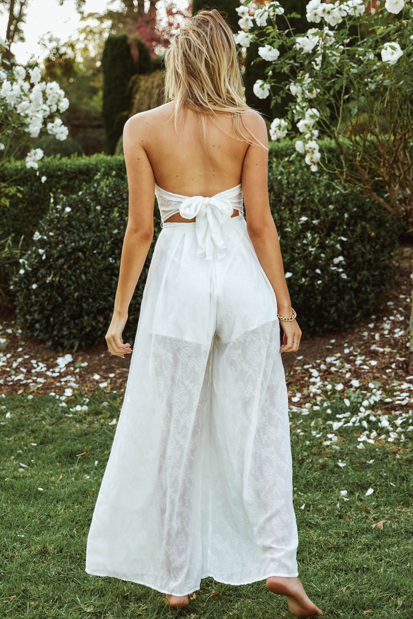 La Galerie Pintuck Pleat Bandeau Jumpsuit White by Selfie Leslie