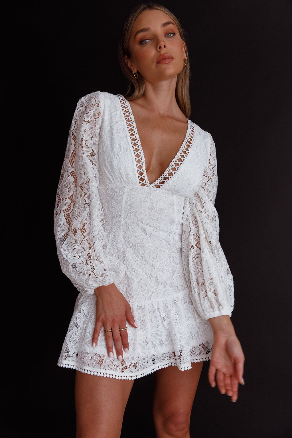 Summer Wine Long Sleeve Lace Dress White by Selfie Leslie
