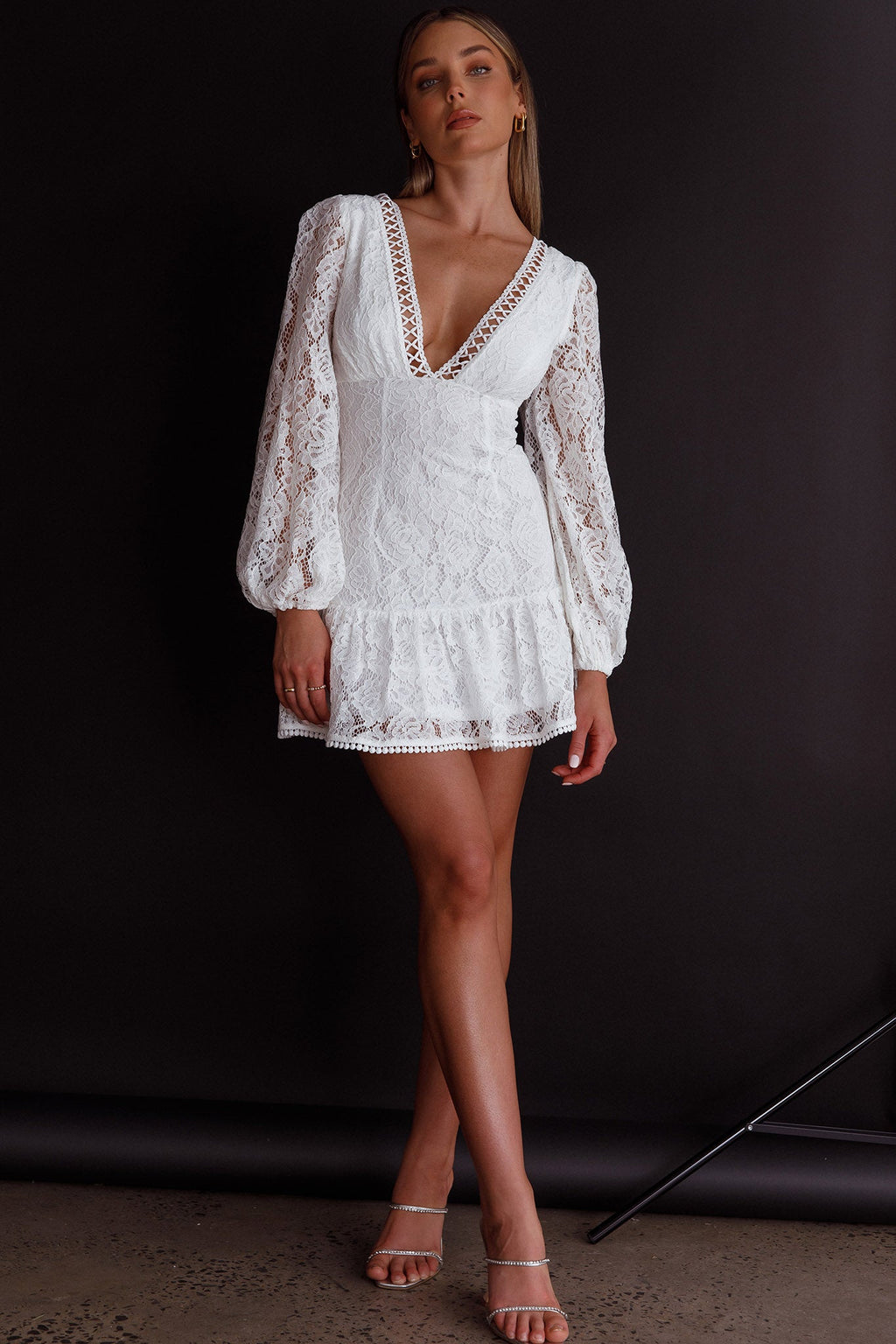 Summer Wine Long Sleeve Lace Dress White by Selfie Leslie