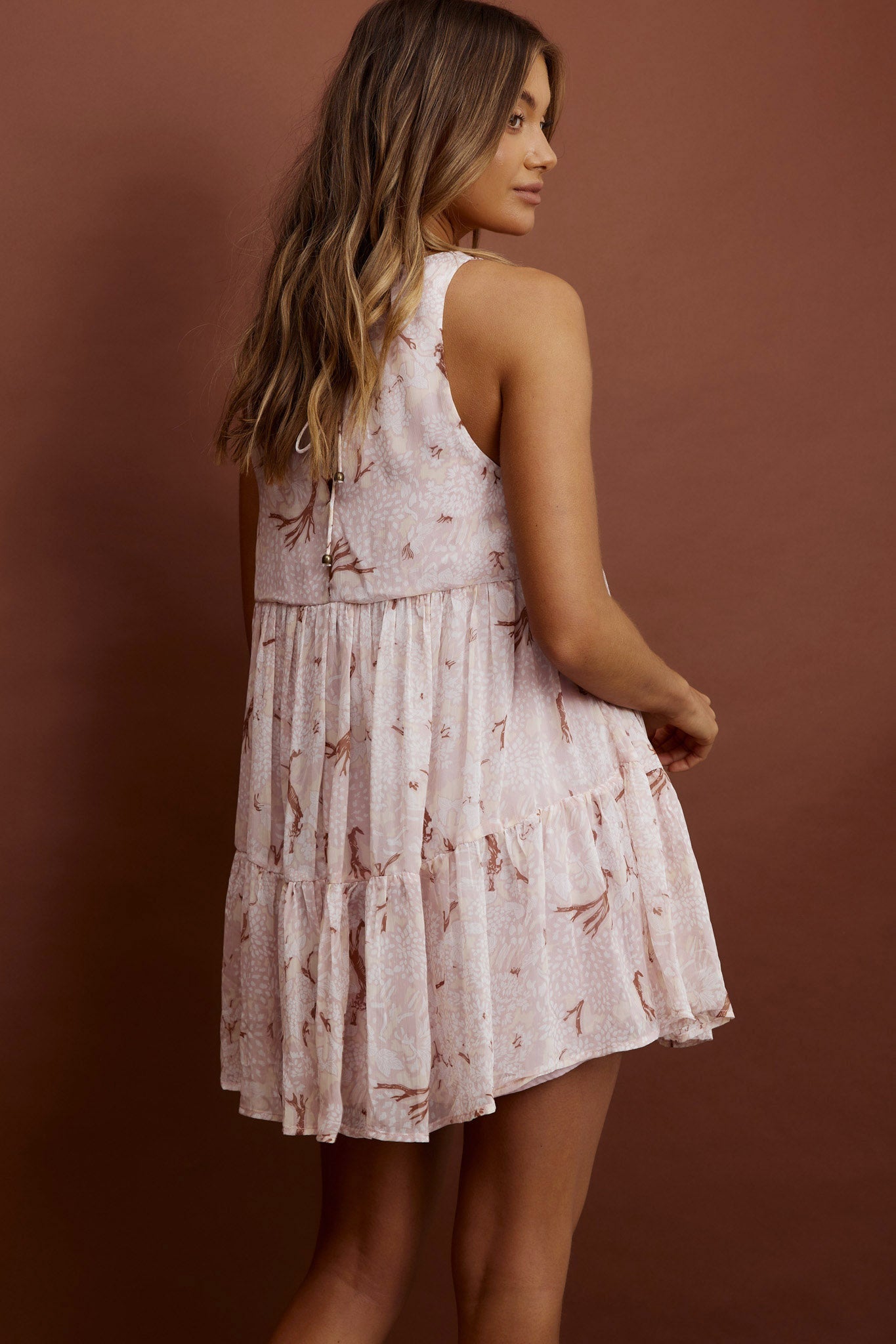 Kennedi String Tie Shift Dress Floral Pink by Selfie Leslie