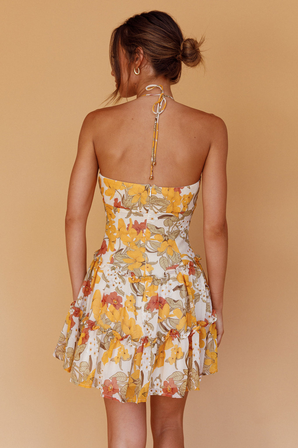 Nikayla Halterneck Mini Dress Floral White by Selfie Leslie Australia