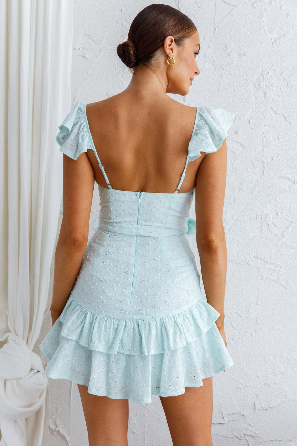Theodore Ruffle Trimmed Mini Dress Sage by Selfie Leslie