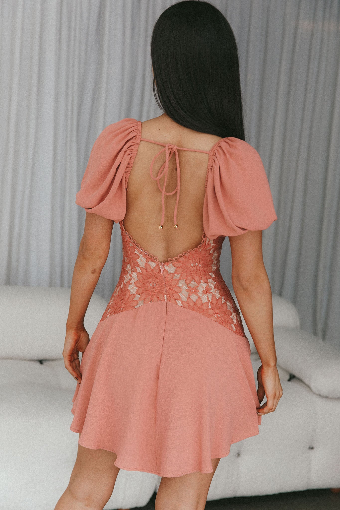 Mielle Lace Bodice Mini Dress Rose by Selfie Leslie