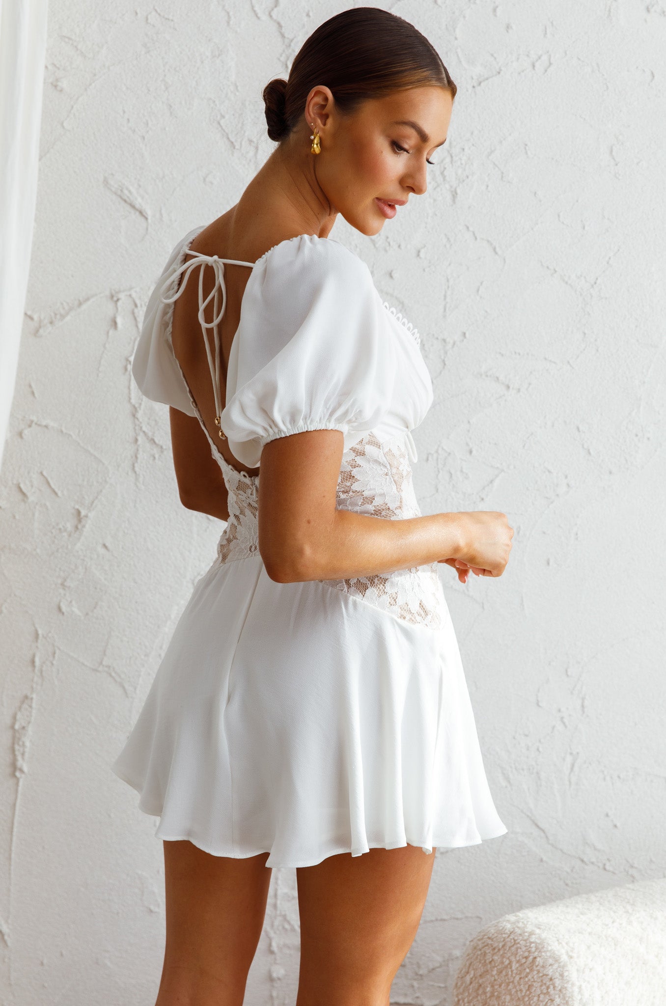 Mielle Lace Bodice Mini Dress White by Selfie Leslie