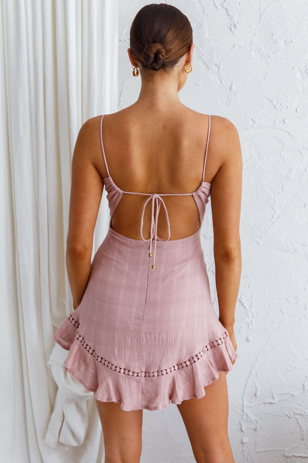 Royale Crochet Lace Trim Dress Mauve by Selfie Leslie Australia