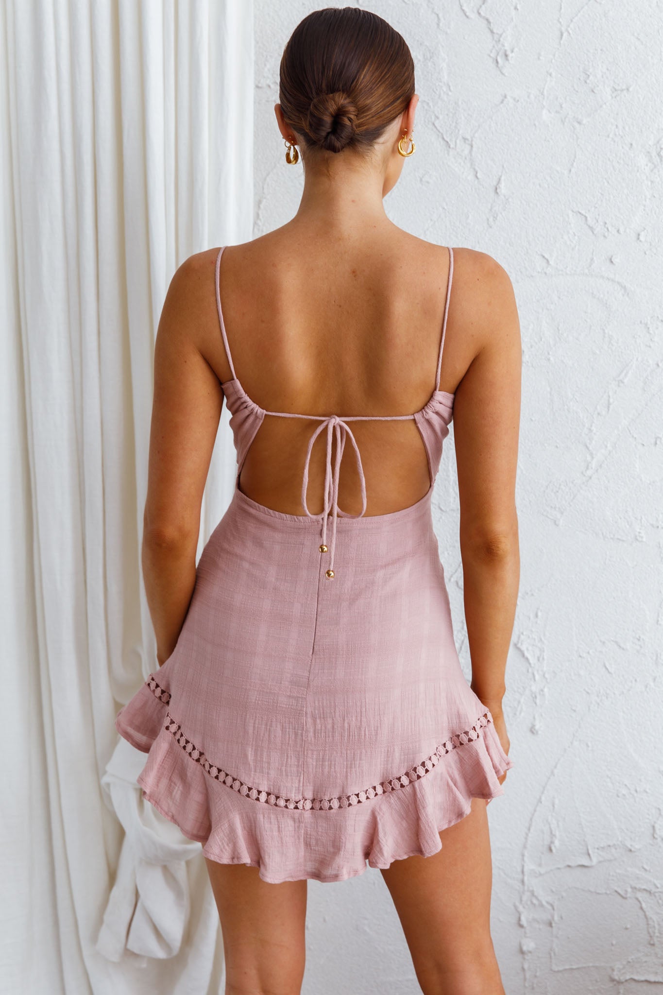Royale Crochet Lace Trim Dress Mauve by Selfie Leslie Australia