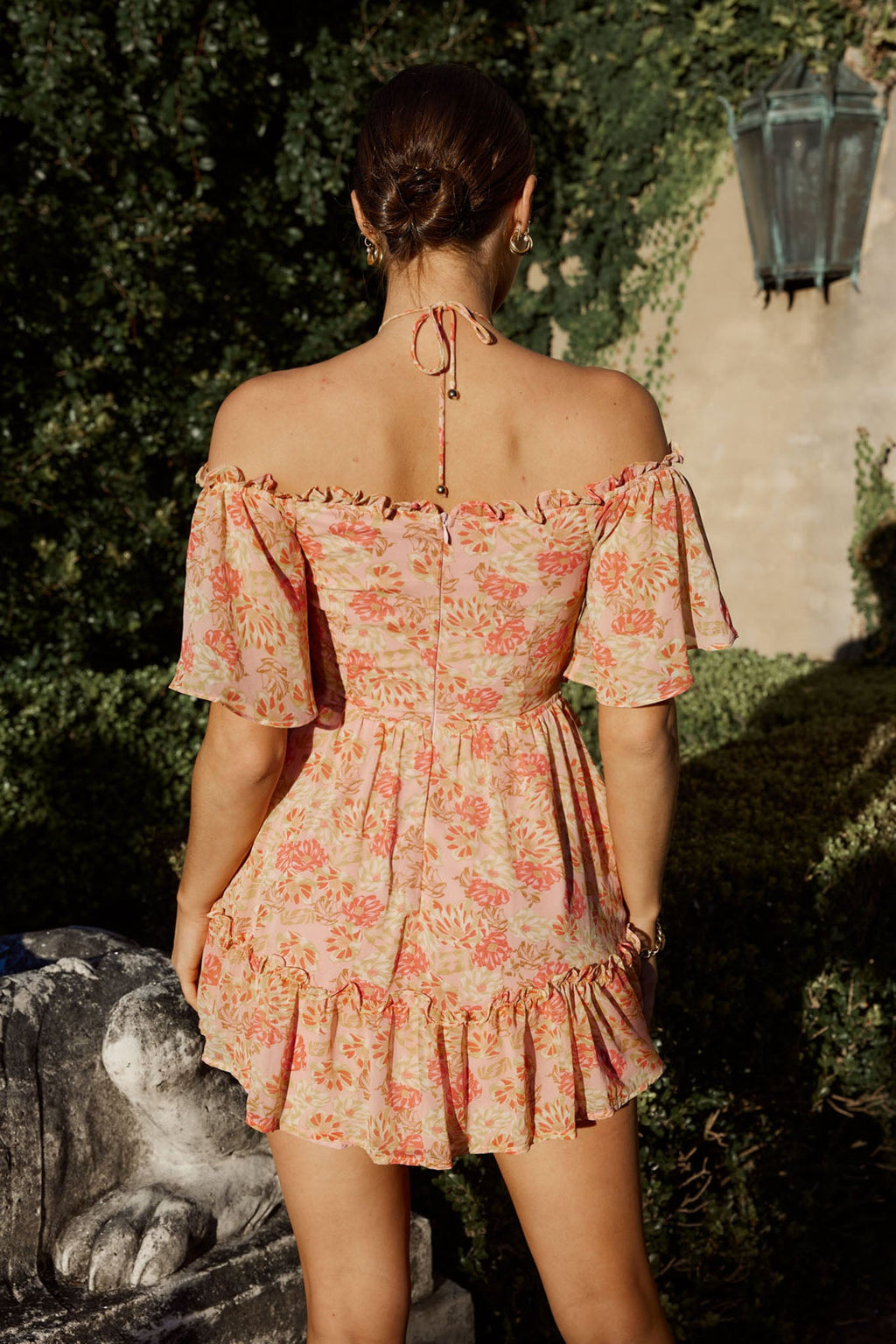 Daphne Shirred Bust Mini Dress Floral Pink by Selfie Leslie