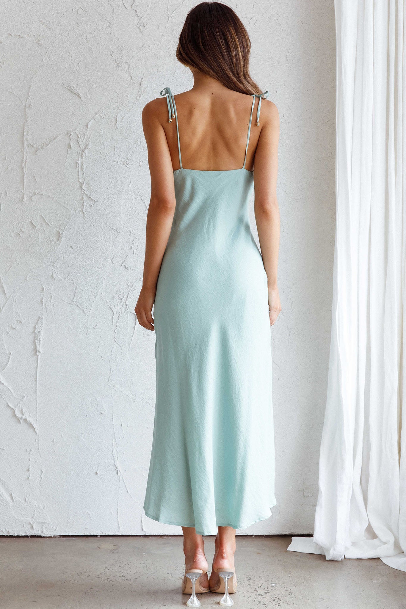 Clovelly Tied Shoulder Midi Dress Sage by Selfie Leslie Australia