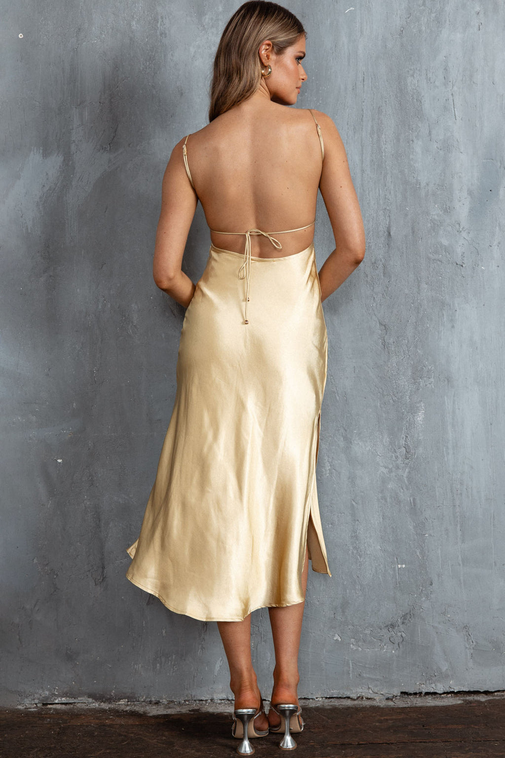 Dolce Life Low Back Midi Dress Lemon by Selfie Leslie Australia