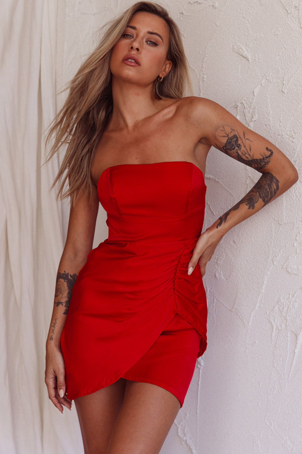 Siobhan Strapless Mini Dress Red by Selfie Leslie Australia
