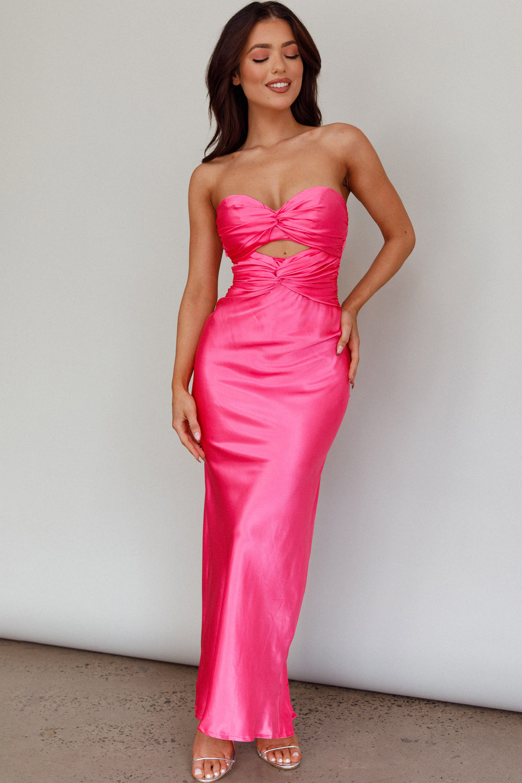 Good Impression Double Twist Midi Dress Hot Pink by Selfie Leslie Australia