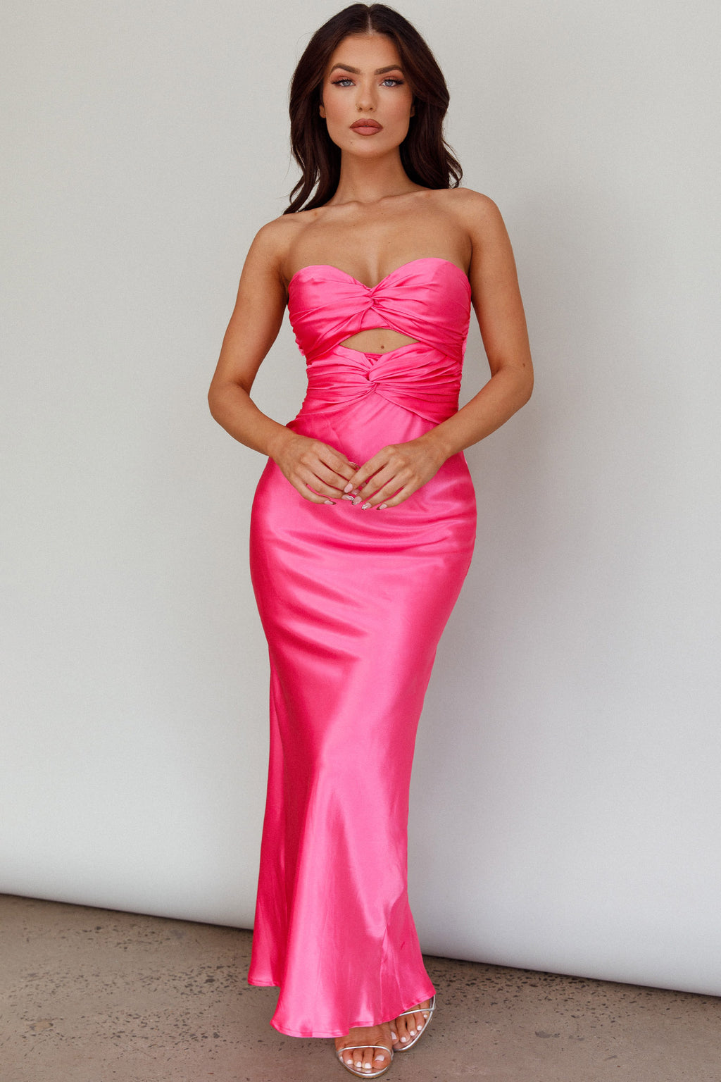Good Impression Double Twist Midi Dress Hot Pink by Selfie Leslie Australia