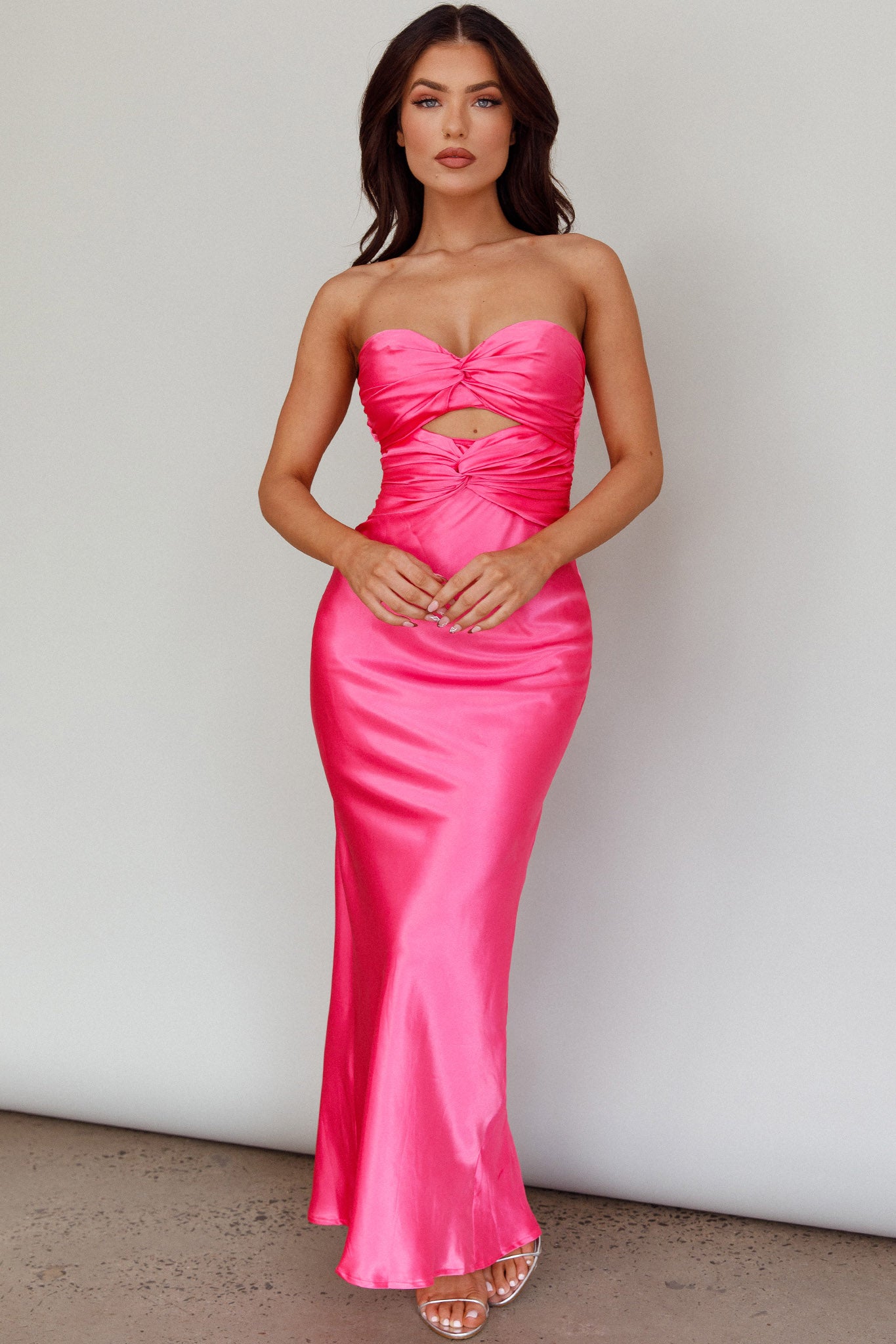 Good Impression Double Twist Midi Dress Hot Pink by Selfie Leslie Australia