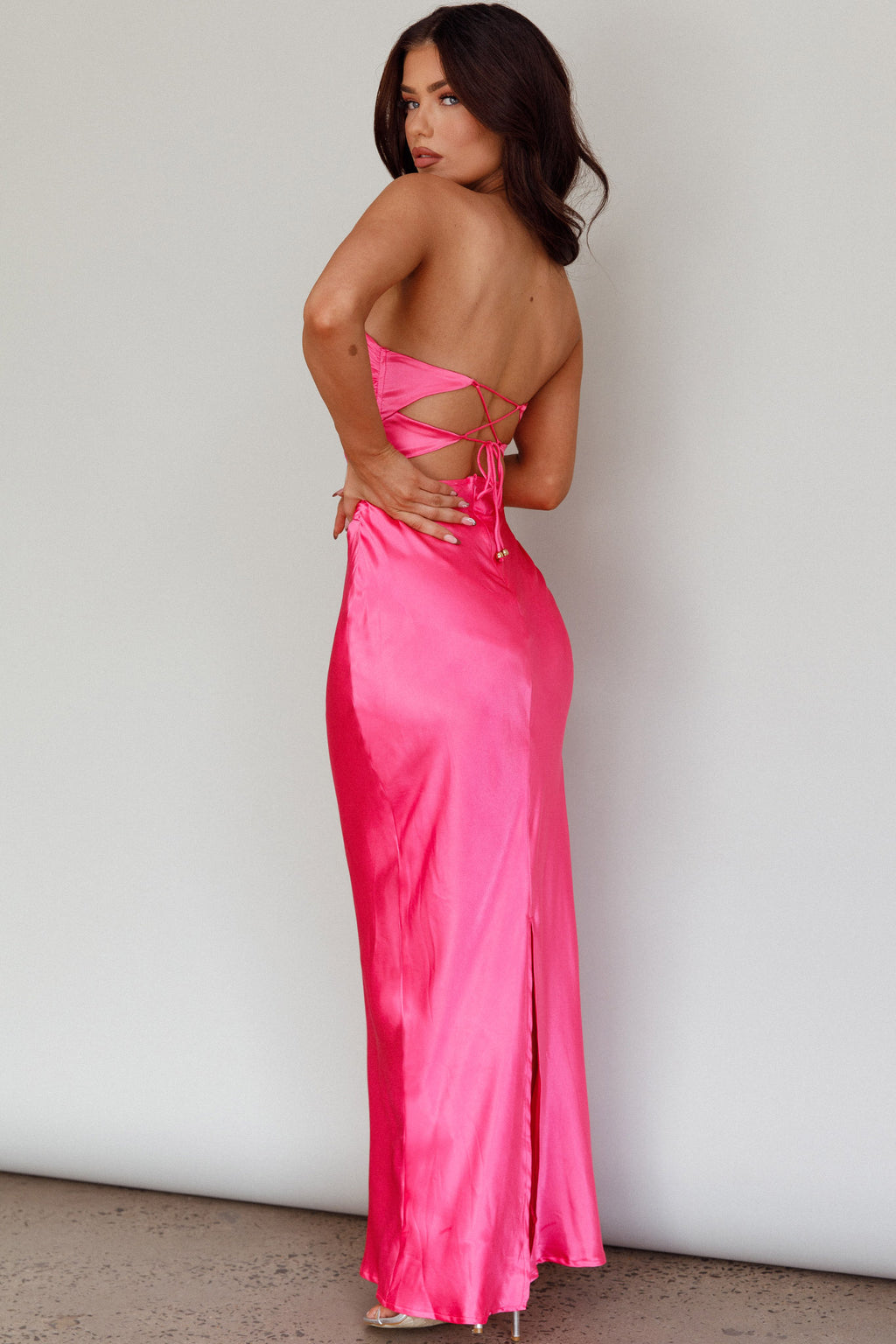 Good Impression Double Twist Midi Dress Hot Pink by Selfie Leslie Australia