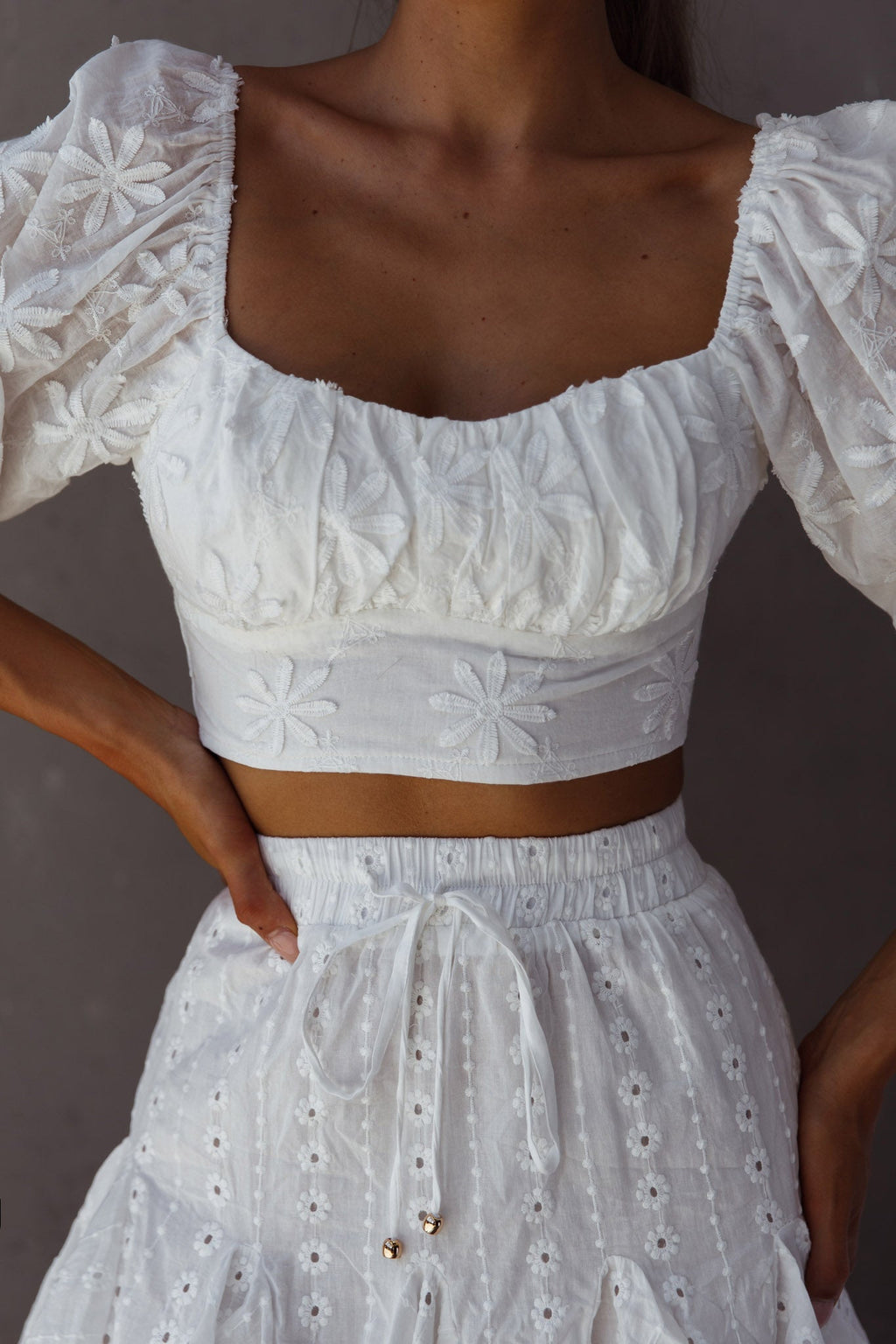 Passing By Tied Back Crop Top White by Selfie Leslie