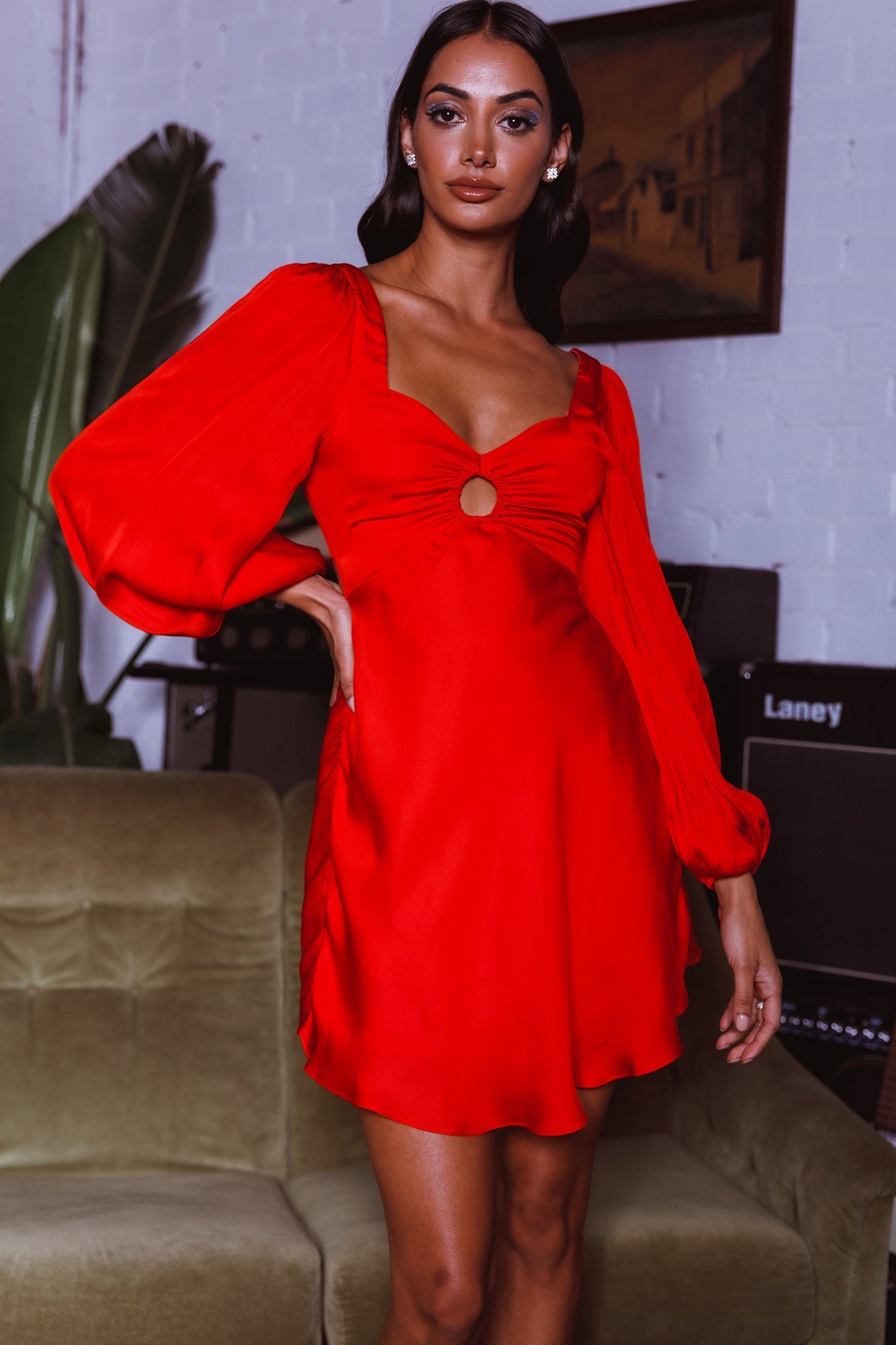 Jonah Lace-Up Back Mini Dress Red by Selfie Leslie