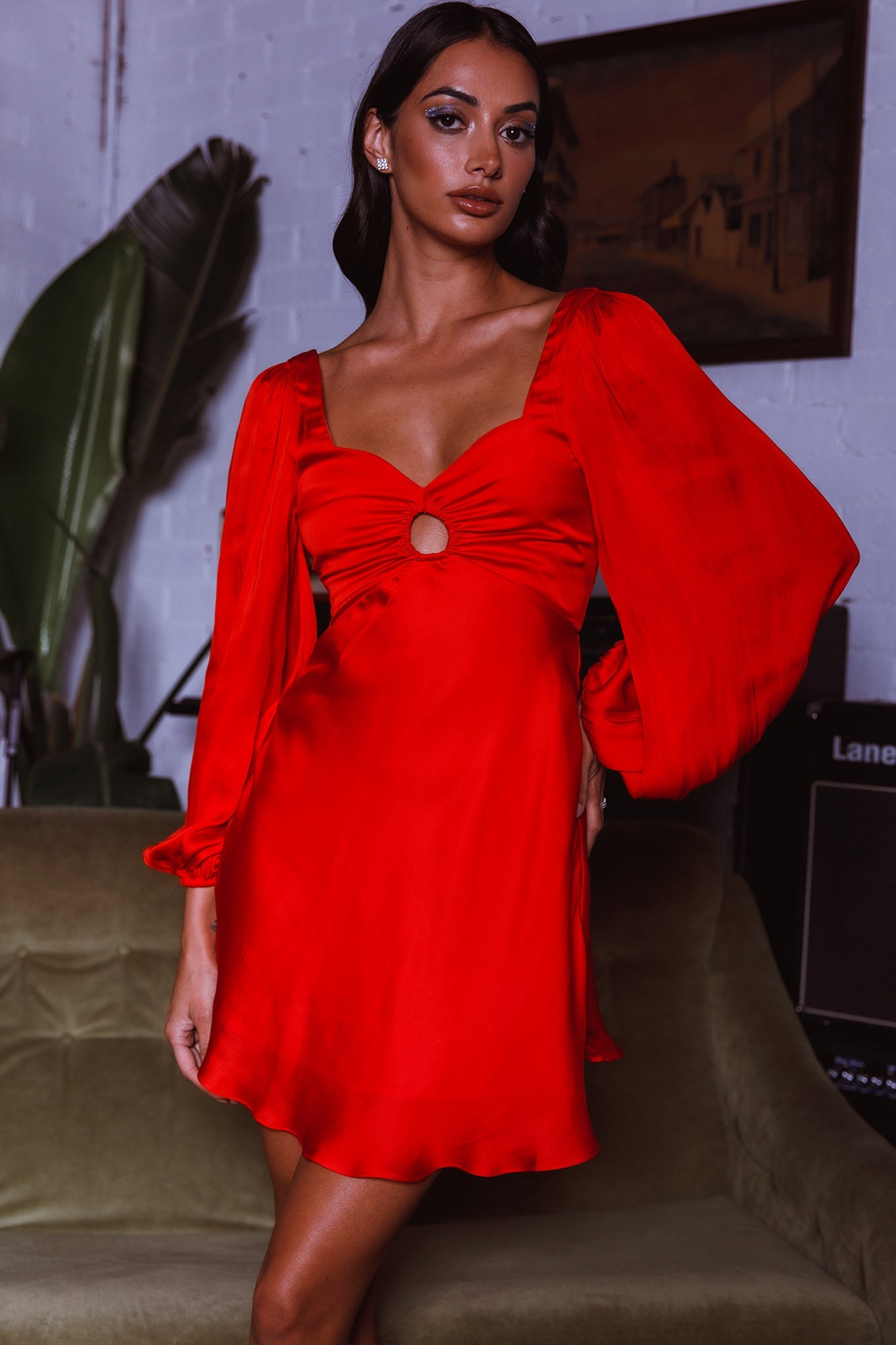 Jonah Lace-Up Back Mini Dress Red by Selfie Leslie