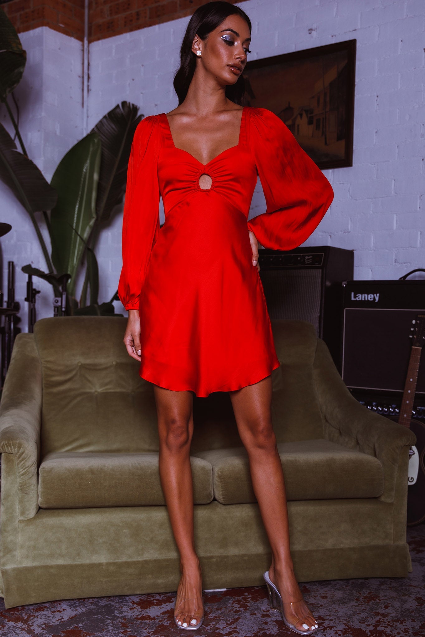 Jonah Lace-Up Back Mini Dress Red by Selfie Leslie