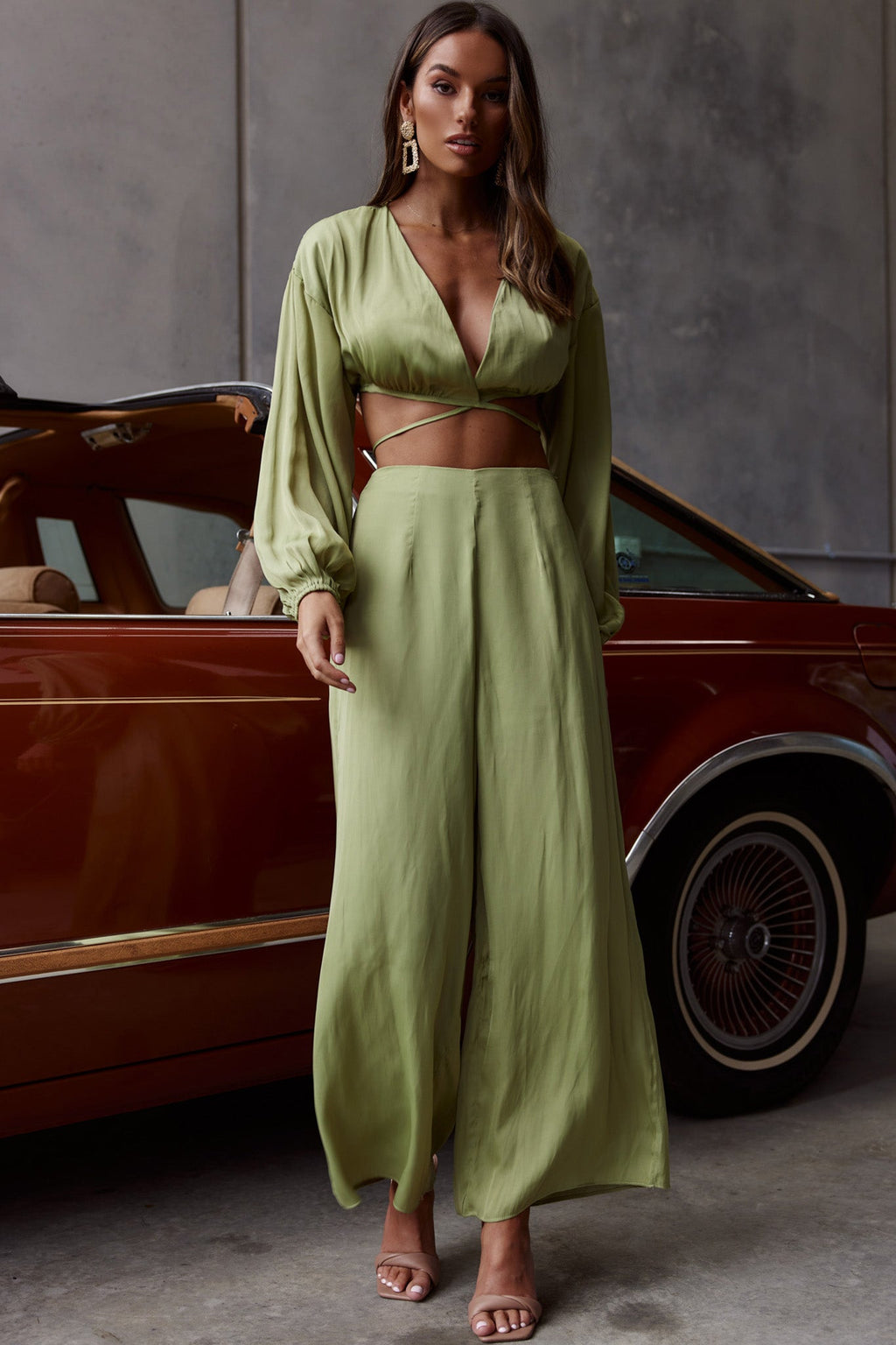 Lilian Wide Legs Pants Olive by Selfie Leslie