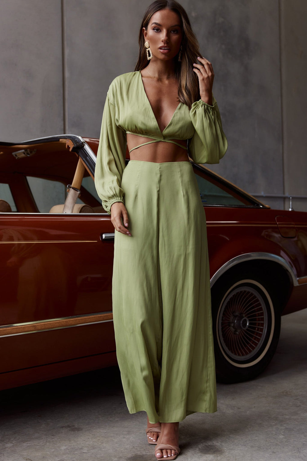 Lilian Wide Legs Pants Olive by Selfie Leslie